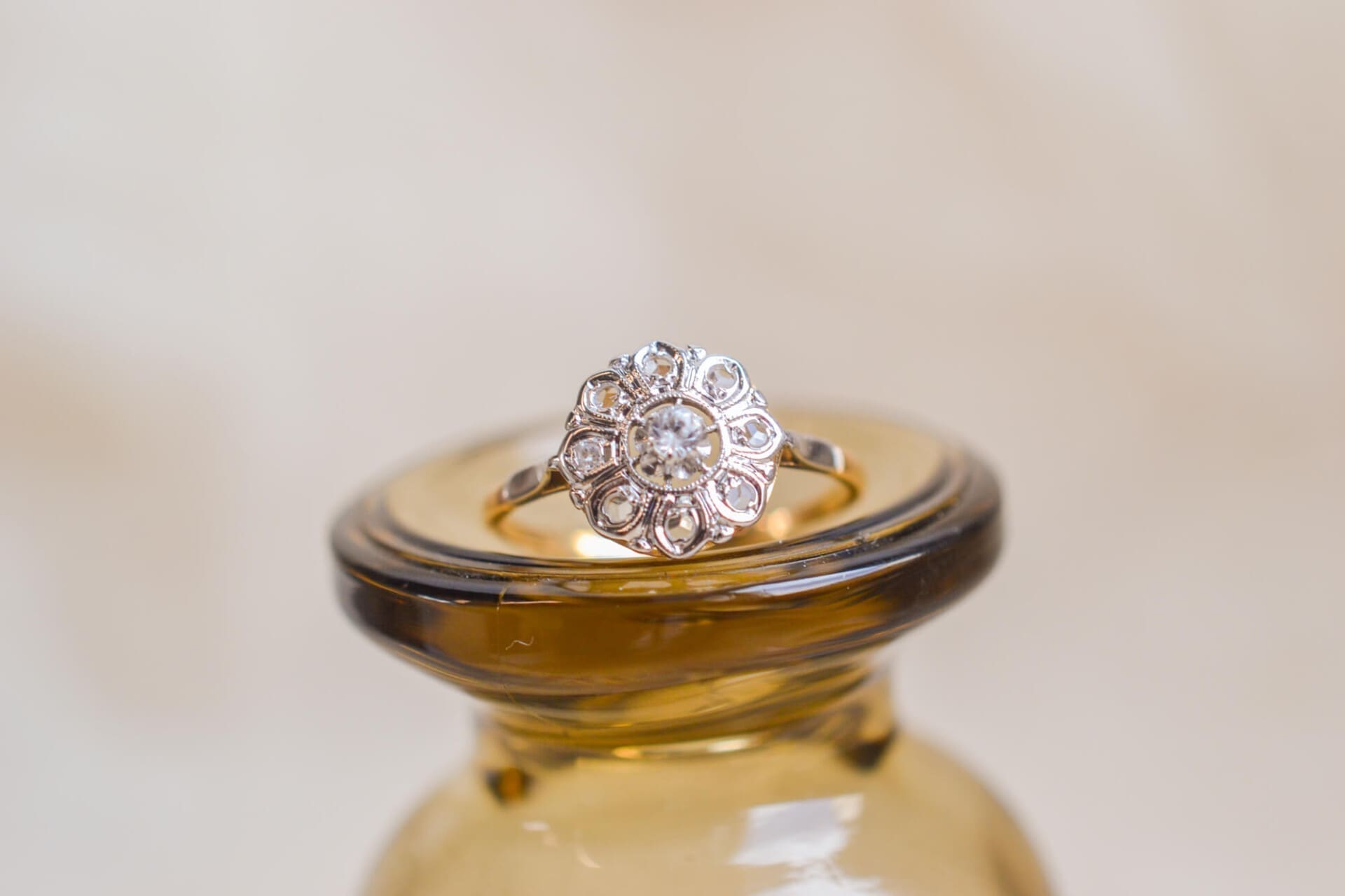 Bague fleur style Art Déco