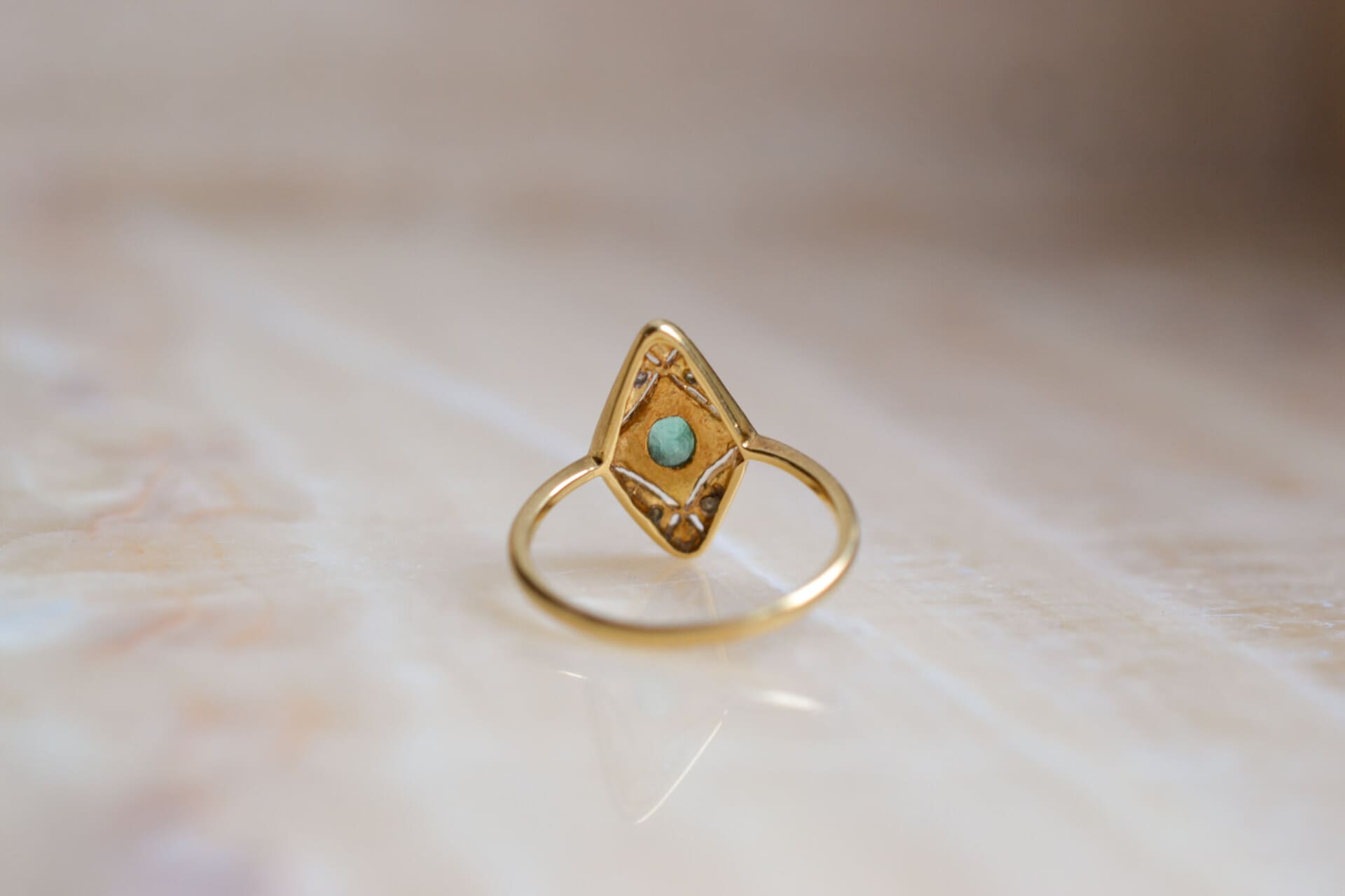 Bague losange Émeraude & Diamants