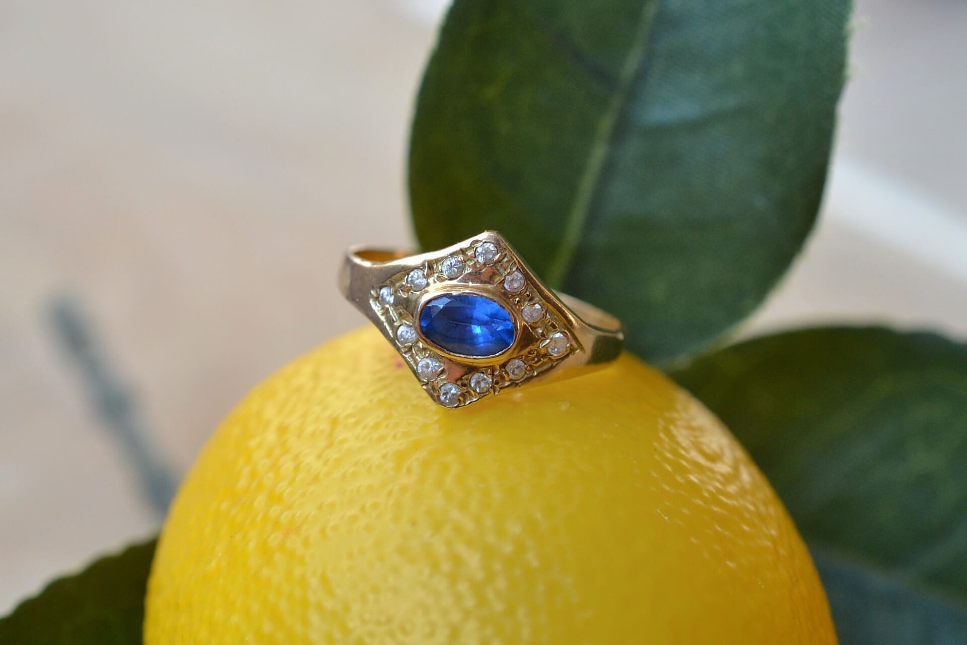 Bague pierre bleue