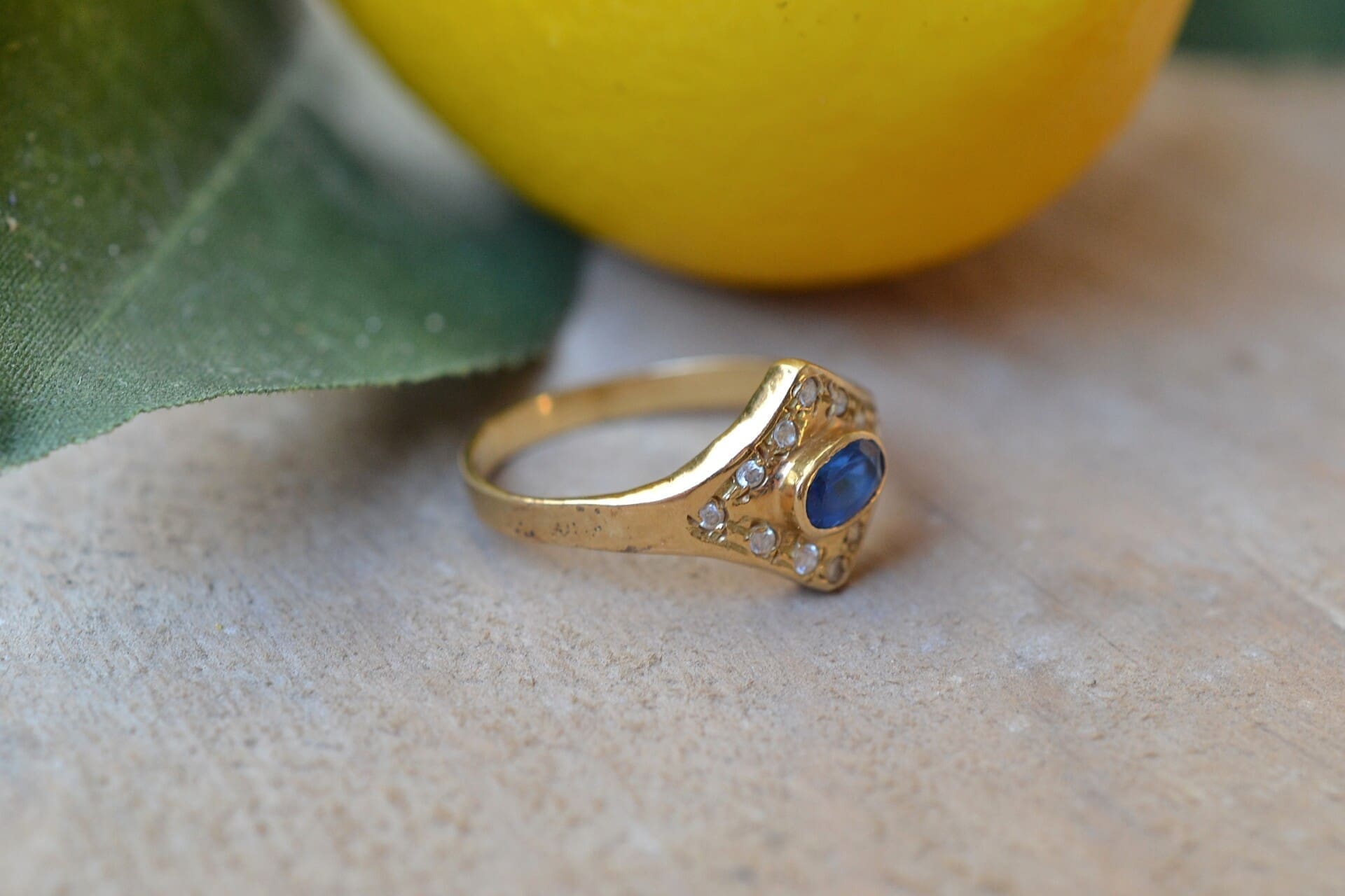 Bague pierre bleue