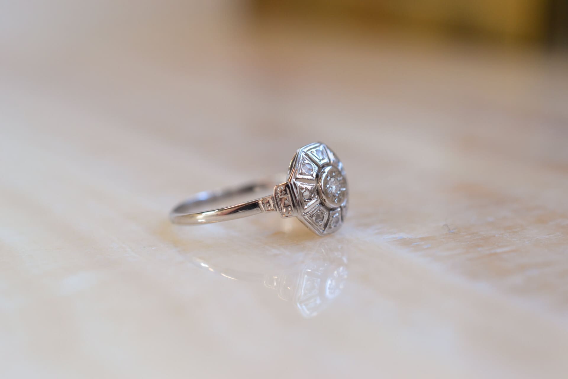 Bague octogonale Art Déco Diamants