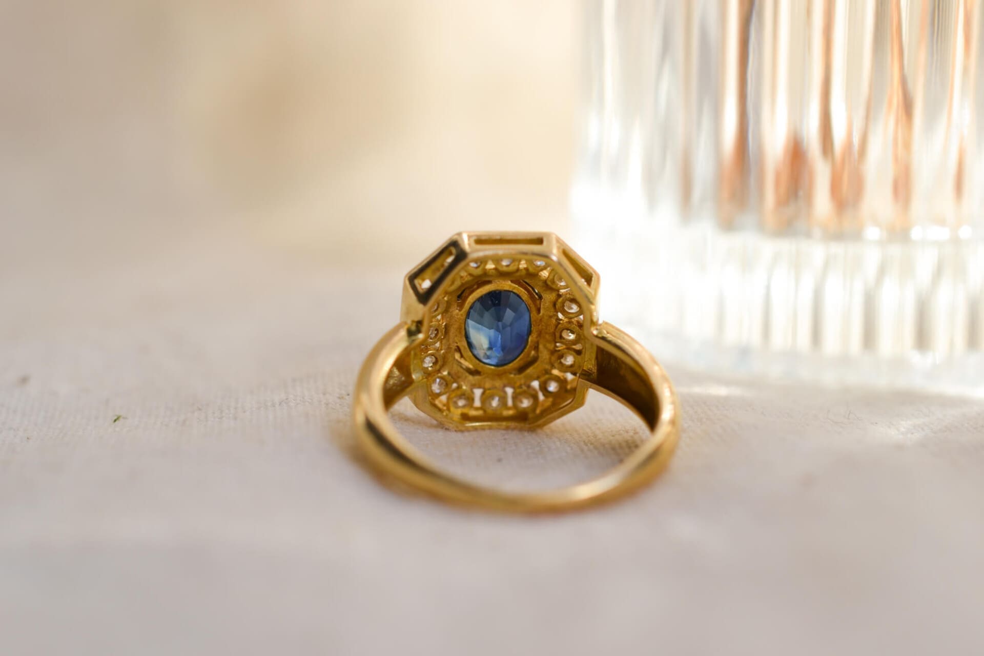 Bague octogonale Saphir et Diamants