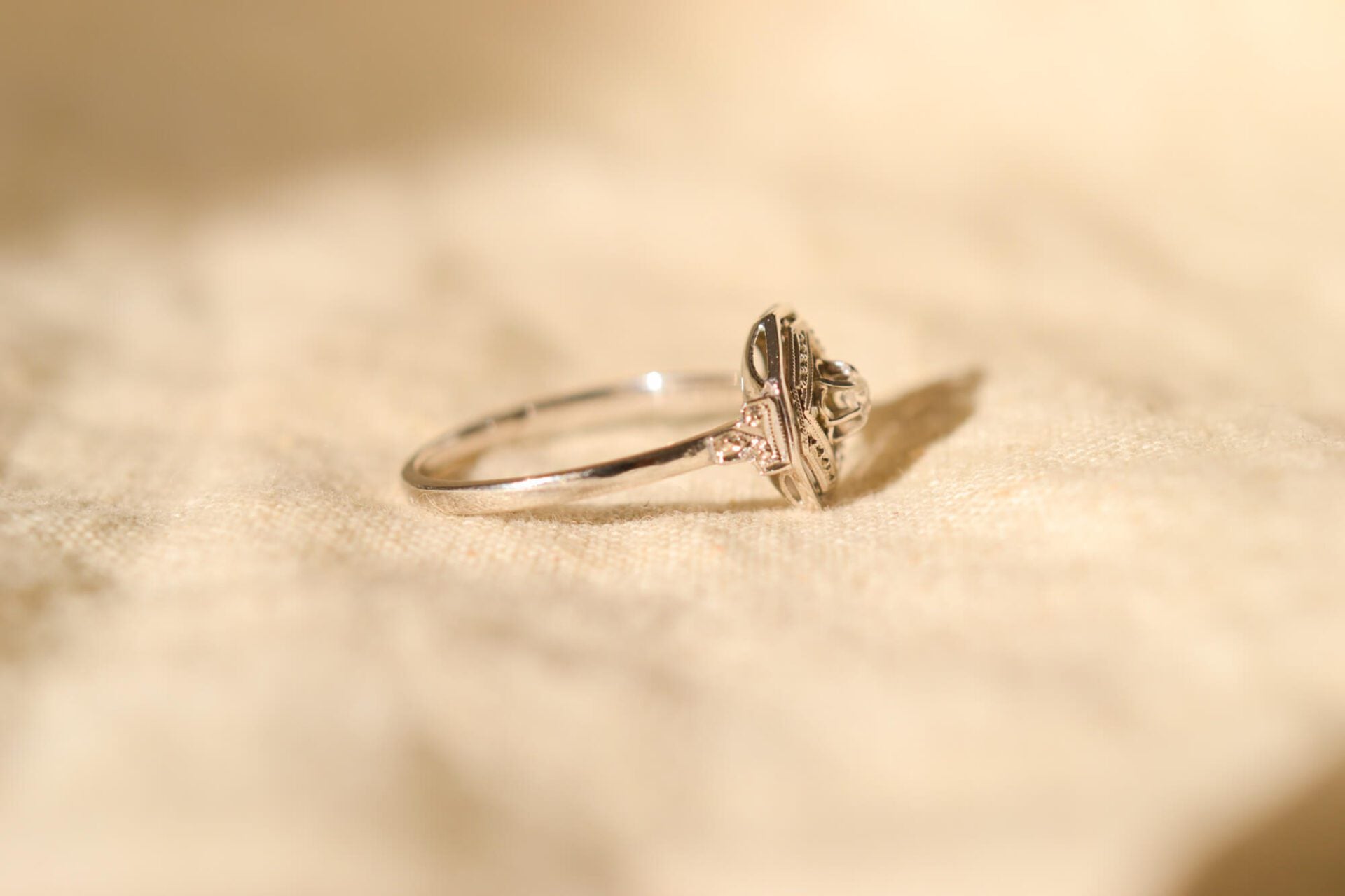 Bague Art Déco plateau octogonal Oxyde