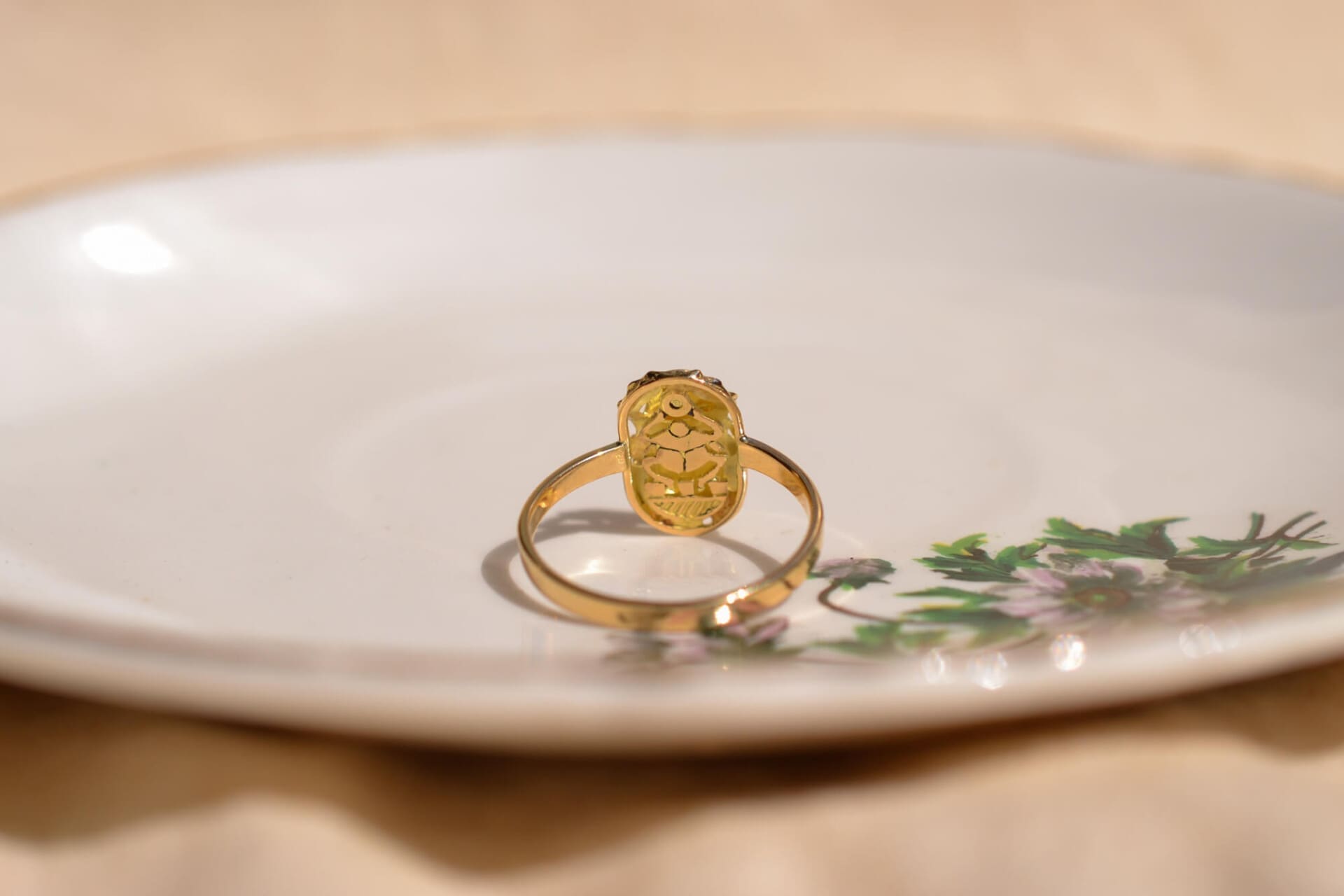 Bague Or jaune scarabée égyptien