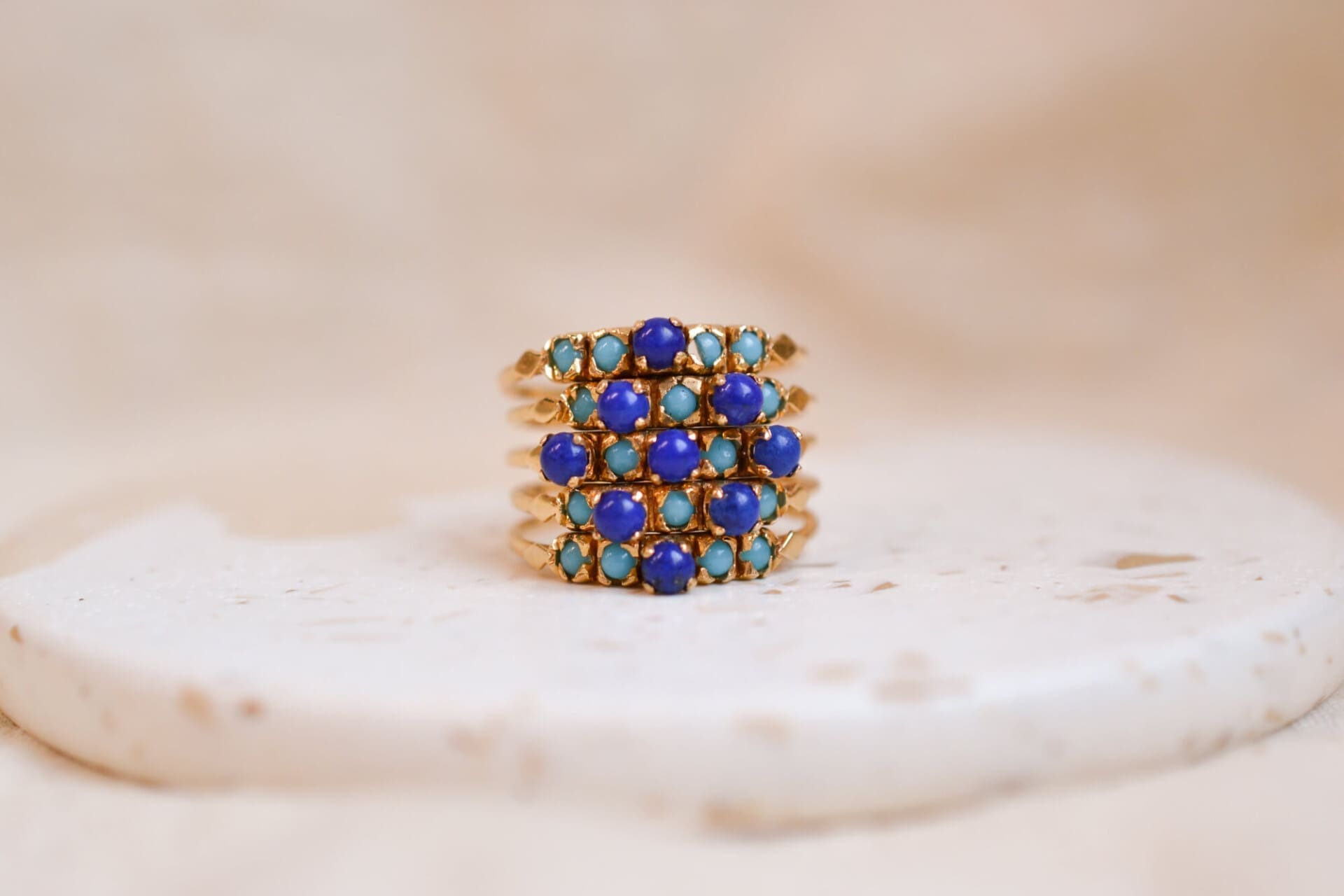 Bague Harem Turquoises et Lapis Lazulis