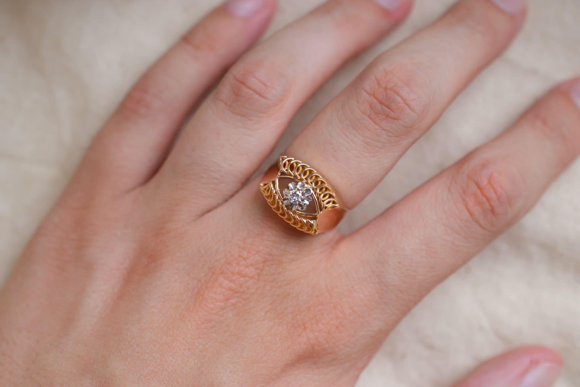 Bague spirales Diamant Années 40-50