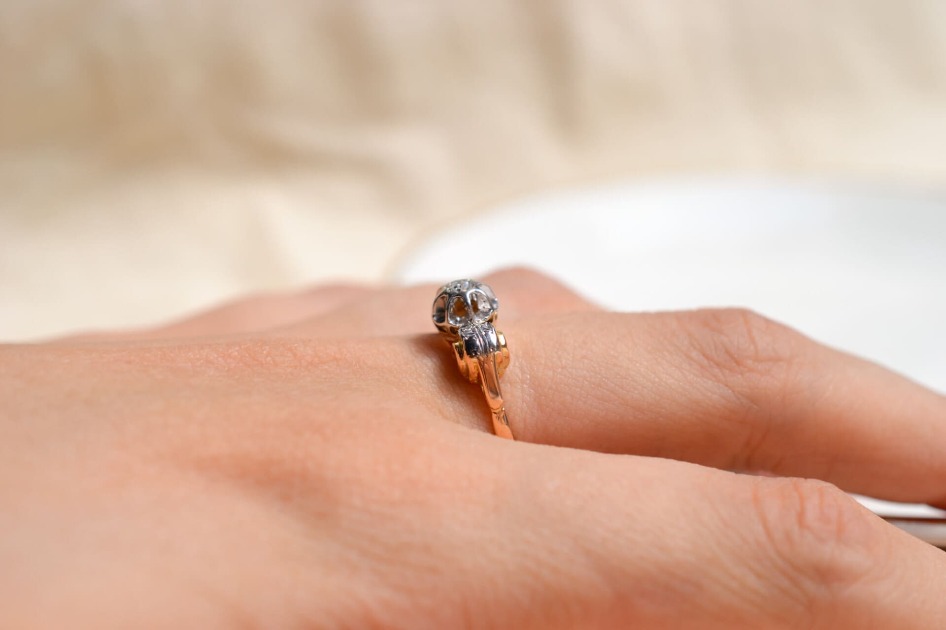 Bague style Art Déco 2 Ors Diamant