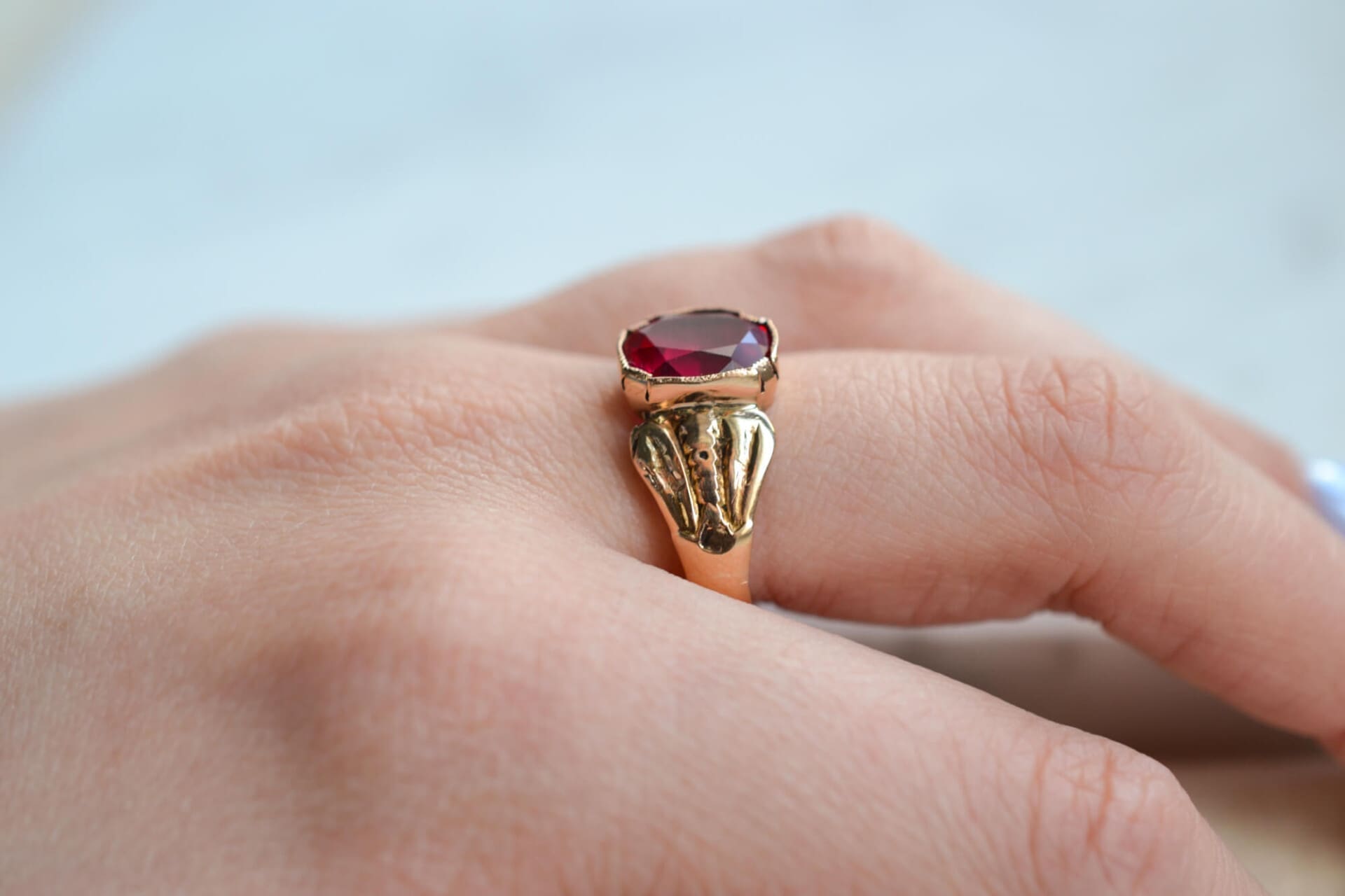 Bague style Art Déco Rubis synthétique