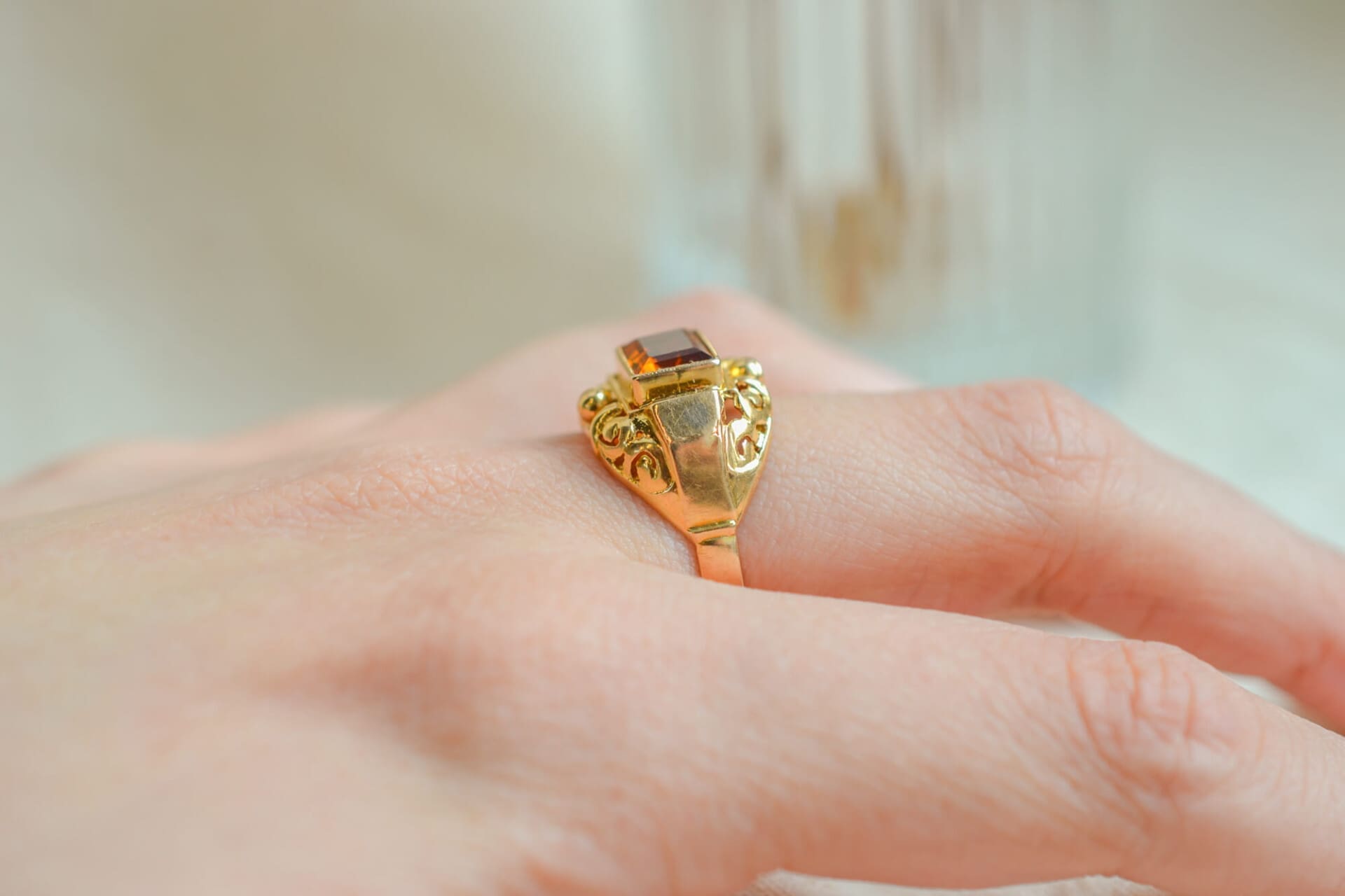 Bague style Tank Citrine