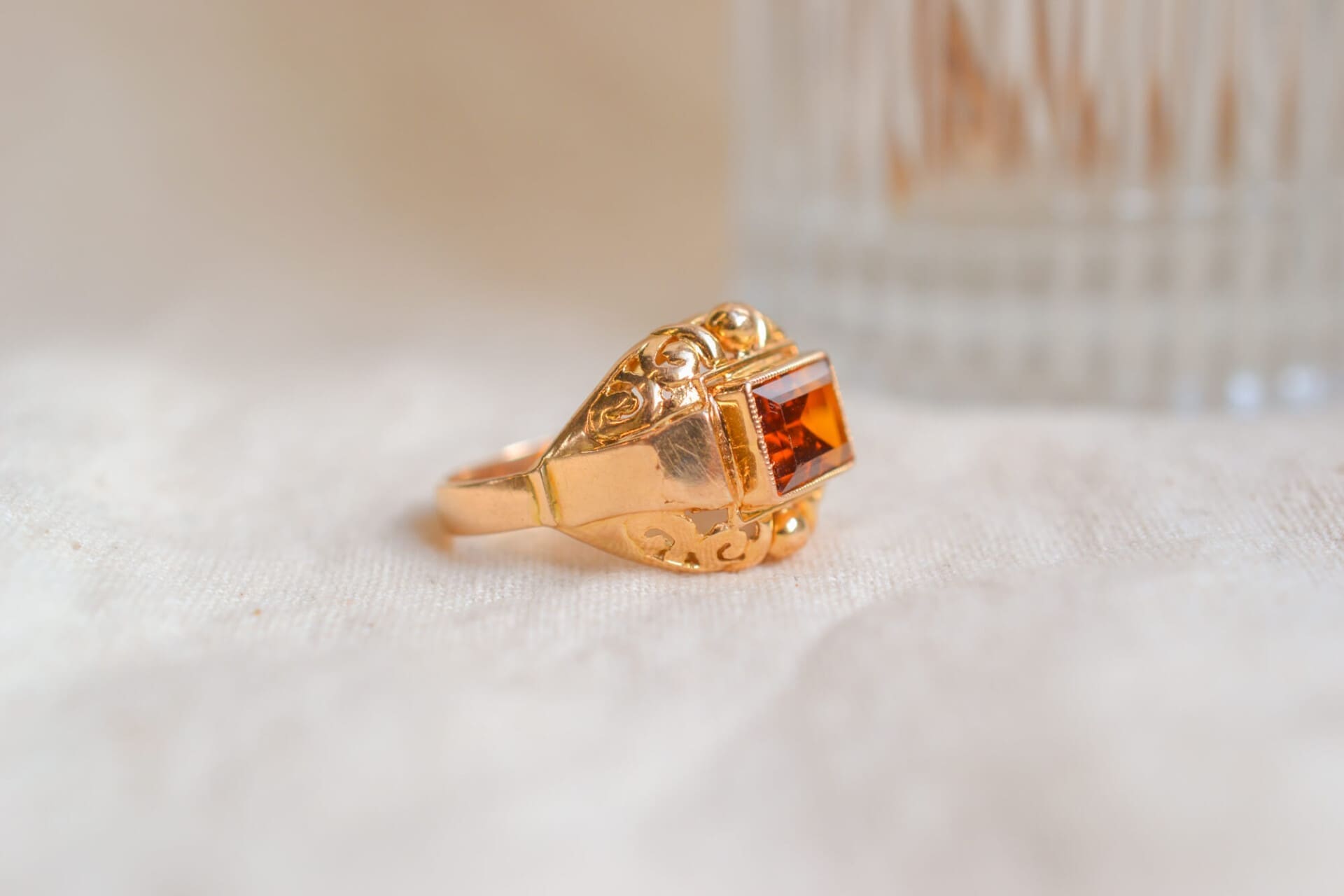 Bague style Tank Citrine