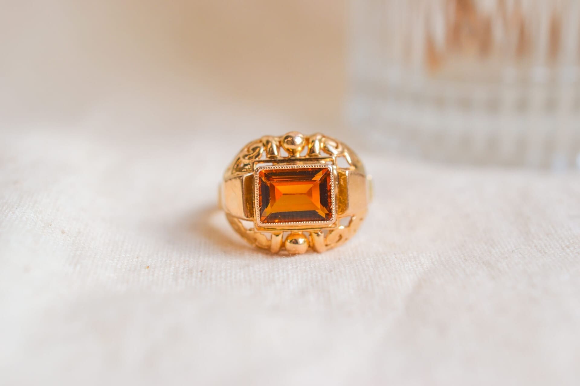 Bague style Tank Citrine