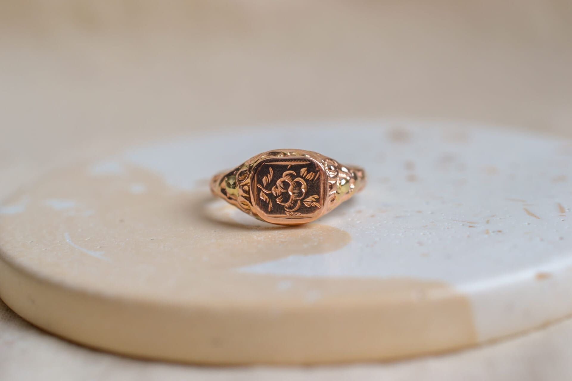 Chevalière Art Nouveau Or rose