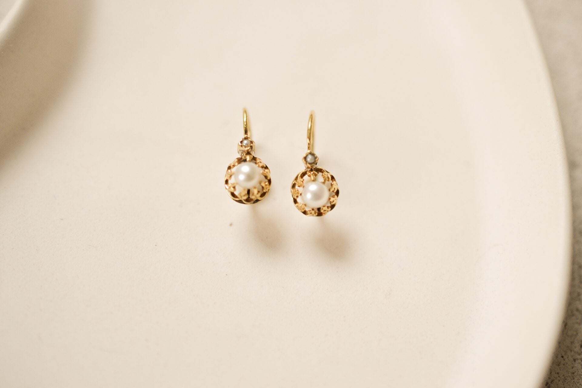Dormeuses anciennes Or perles