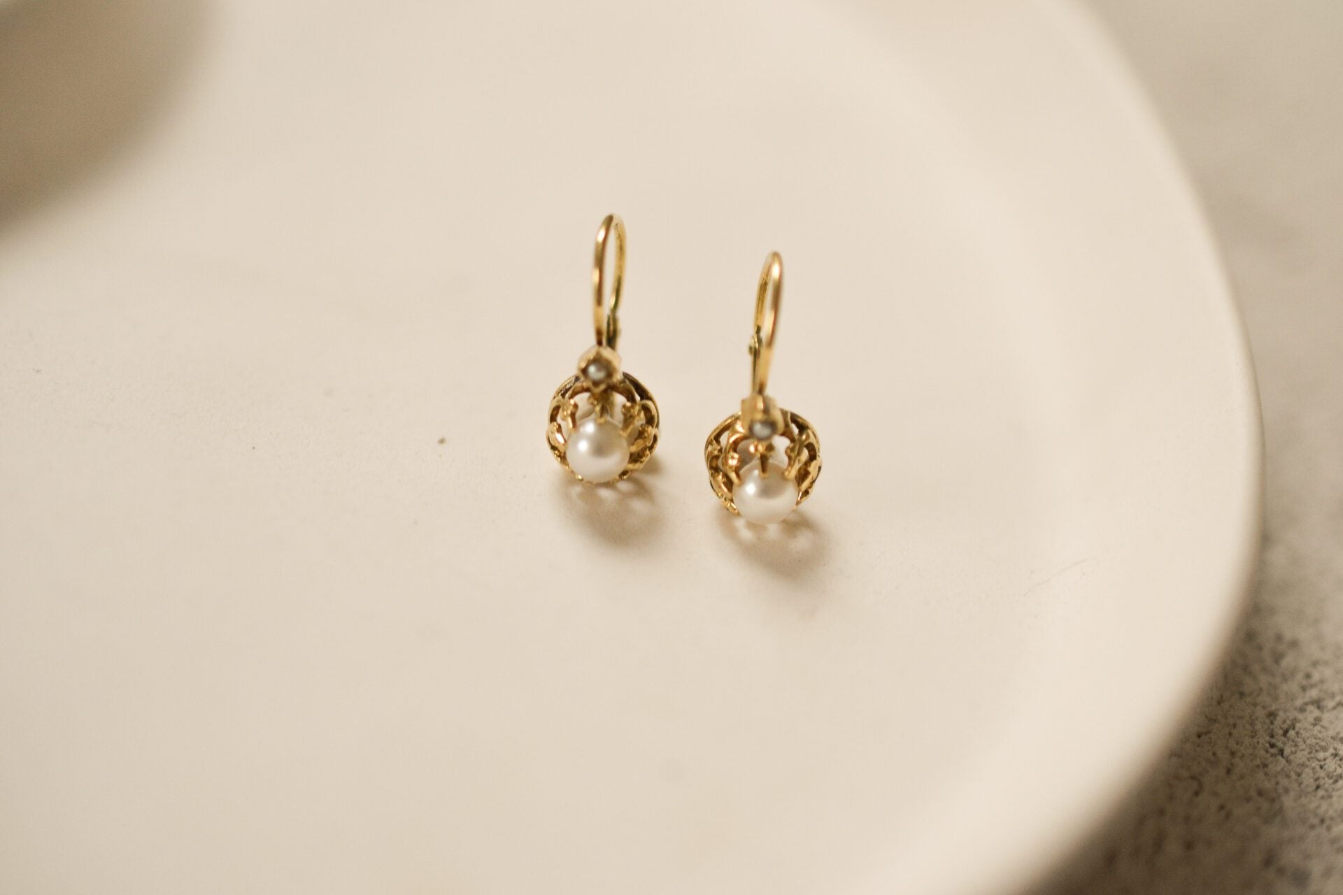 Dormeuses anciennes Or perles