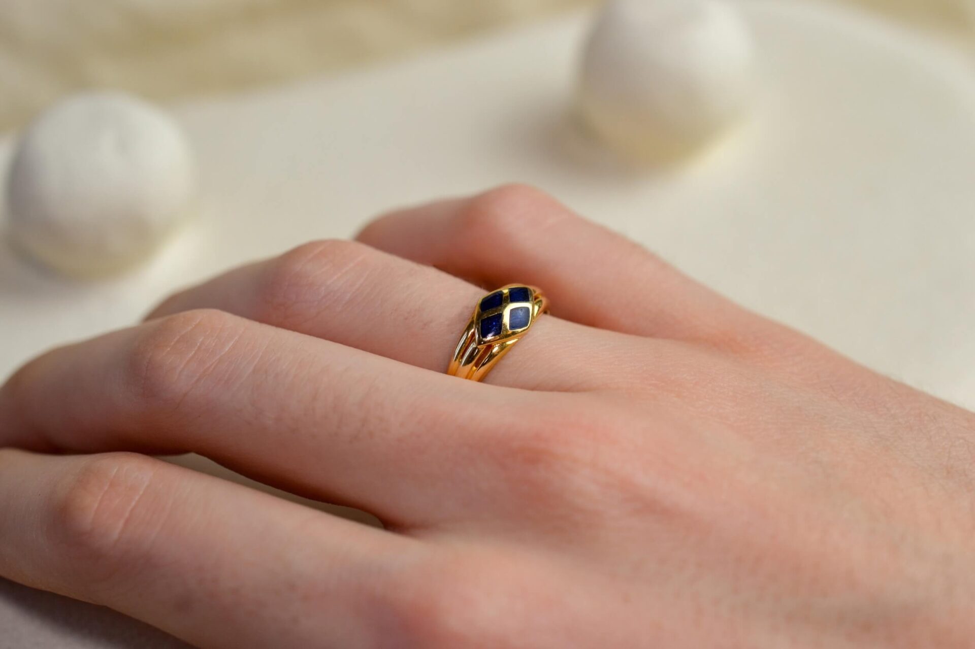 Bague Jonc Email bleu