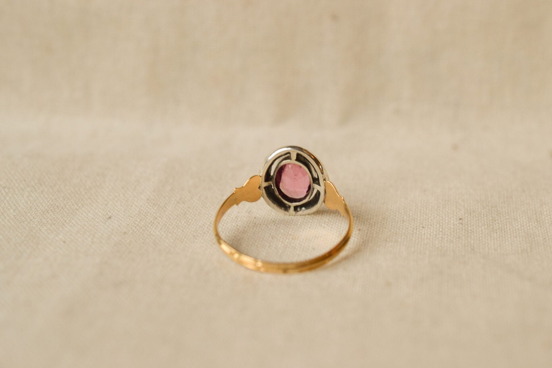 Bague Marcassites et Verre Rose