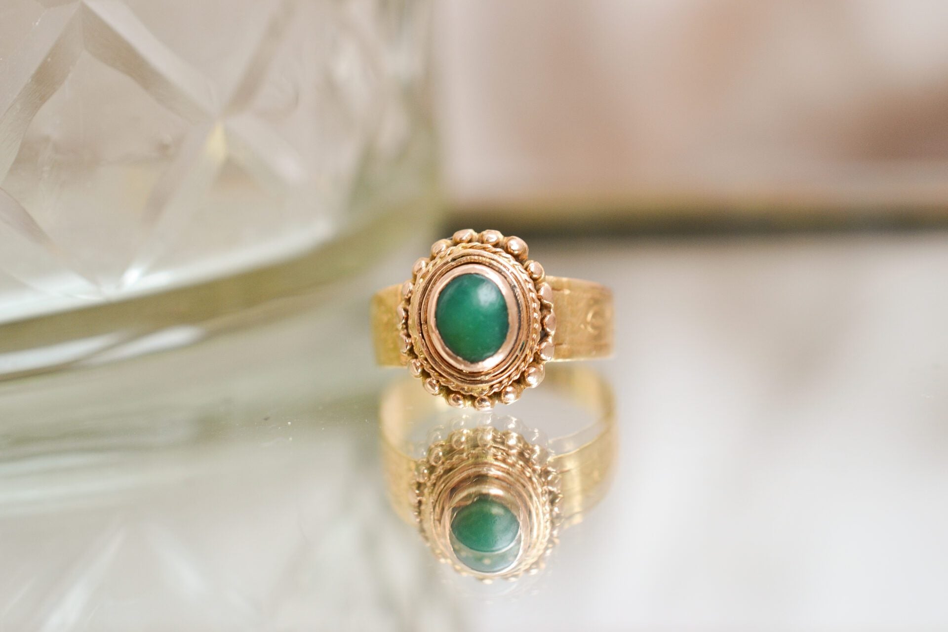 Bague cabochon Chrysoprase