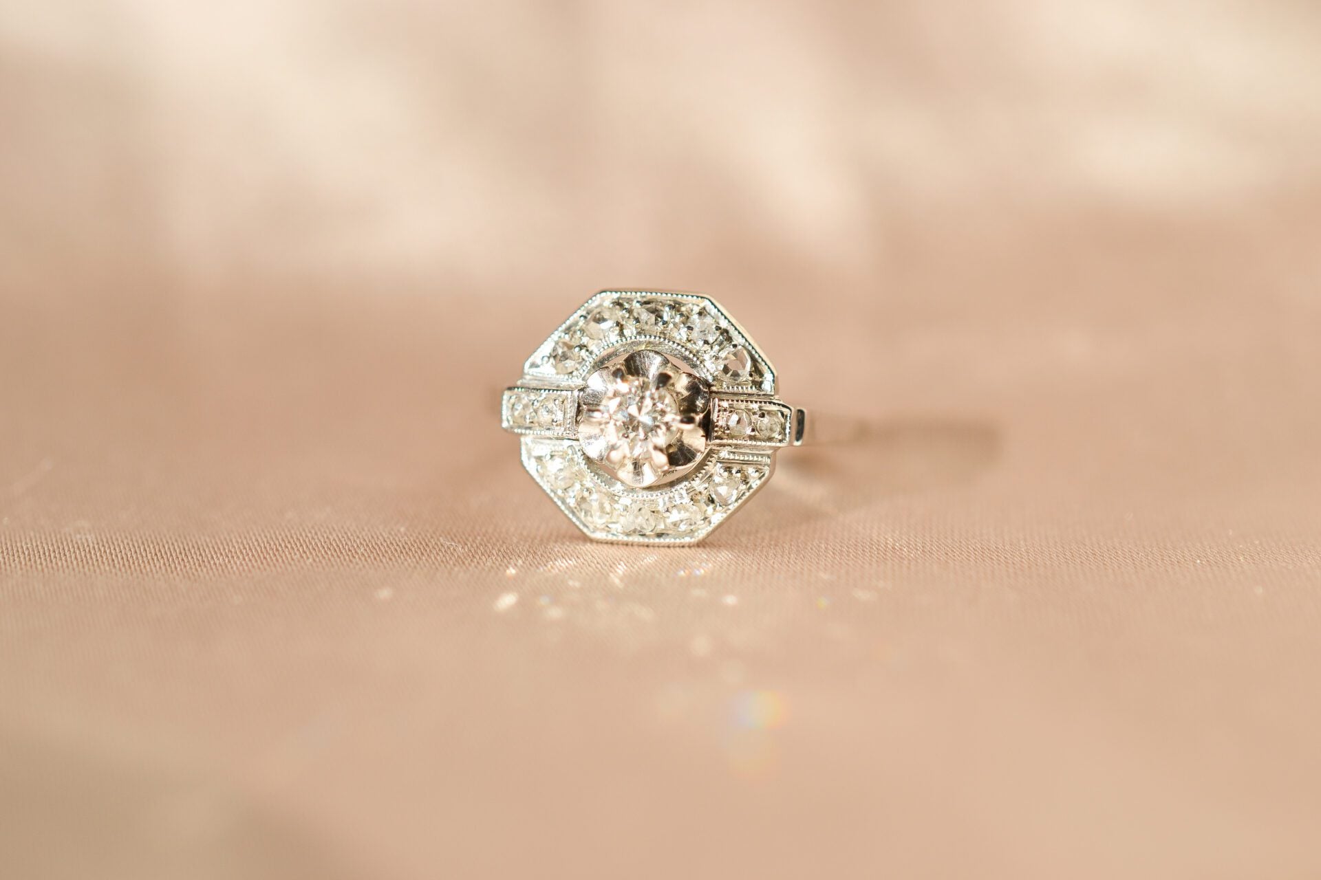 Bague octogonale Diamants