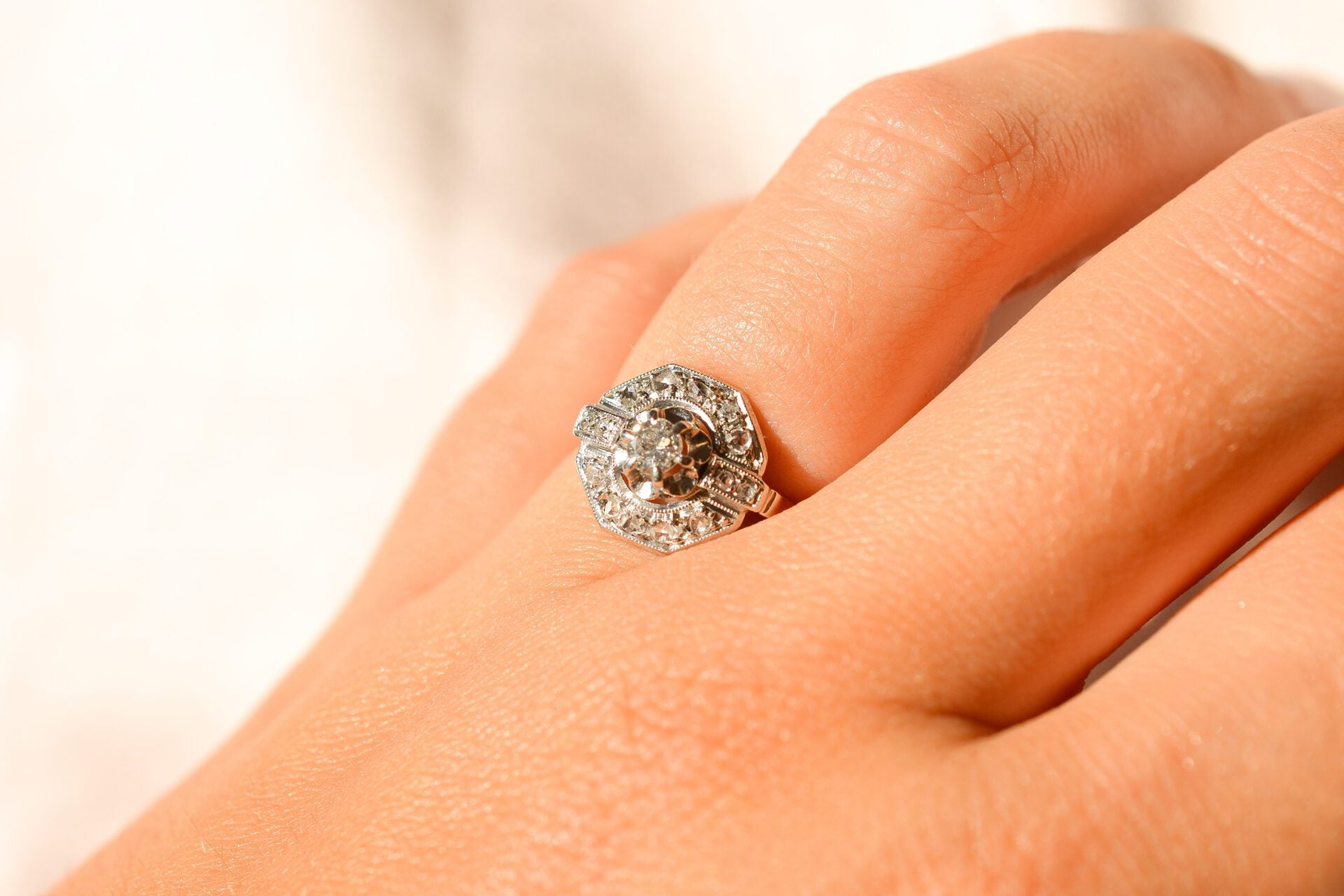 Bague octogonale Diamants