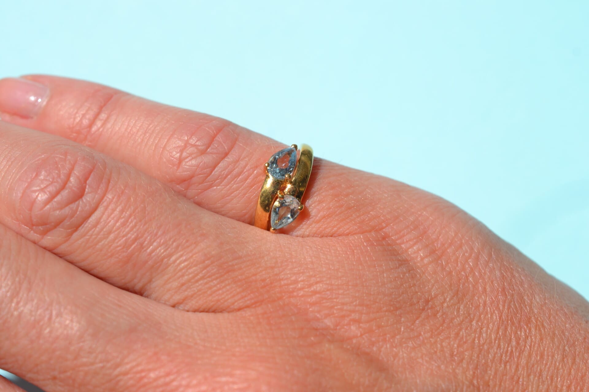 Bague croisée Aigues Marines