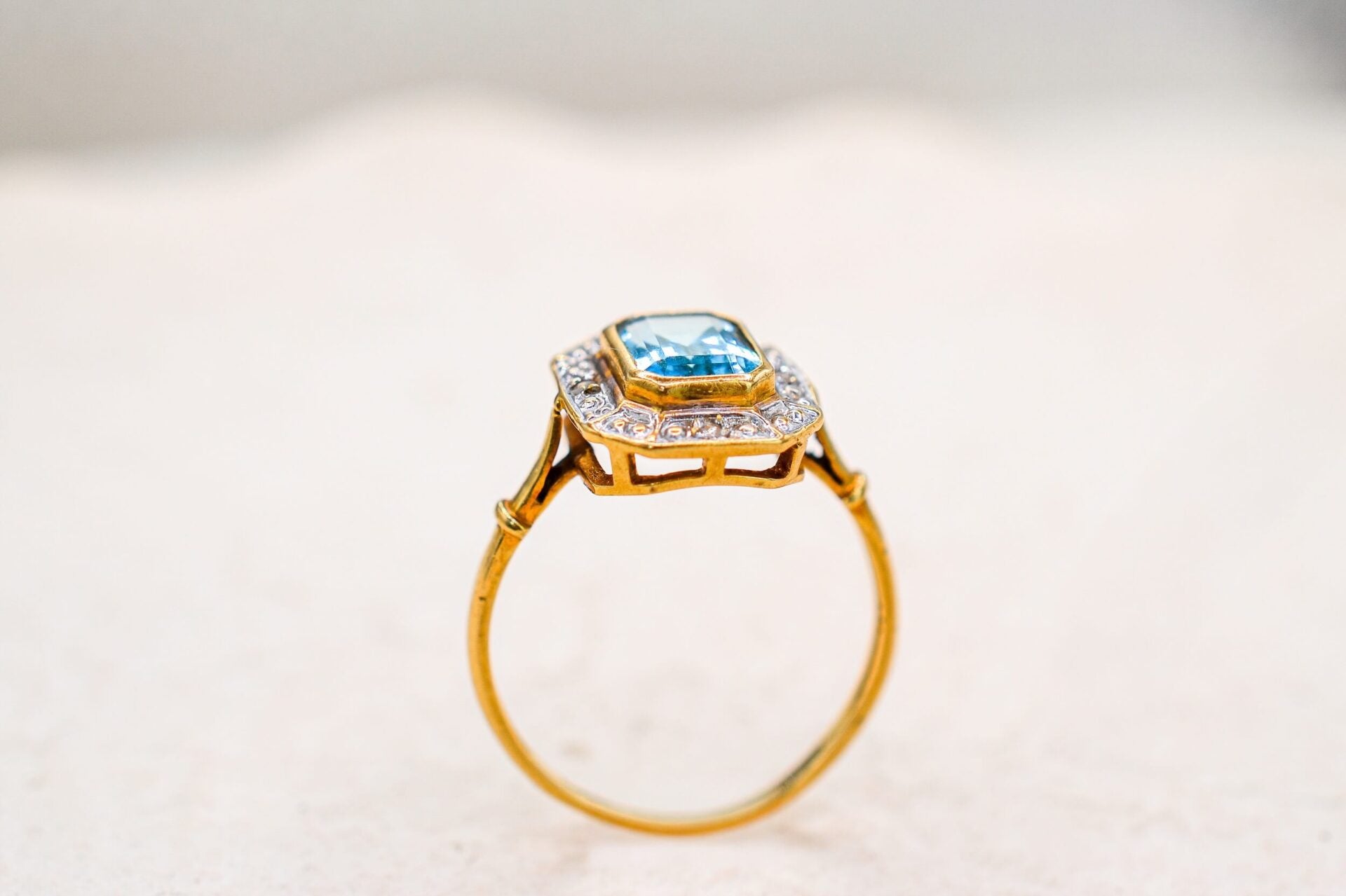 Bague octogonale Topaze Diamants