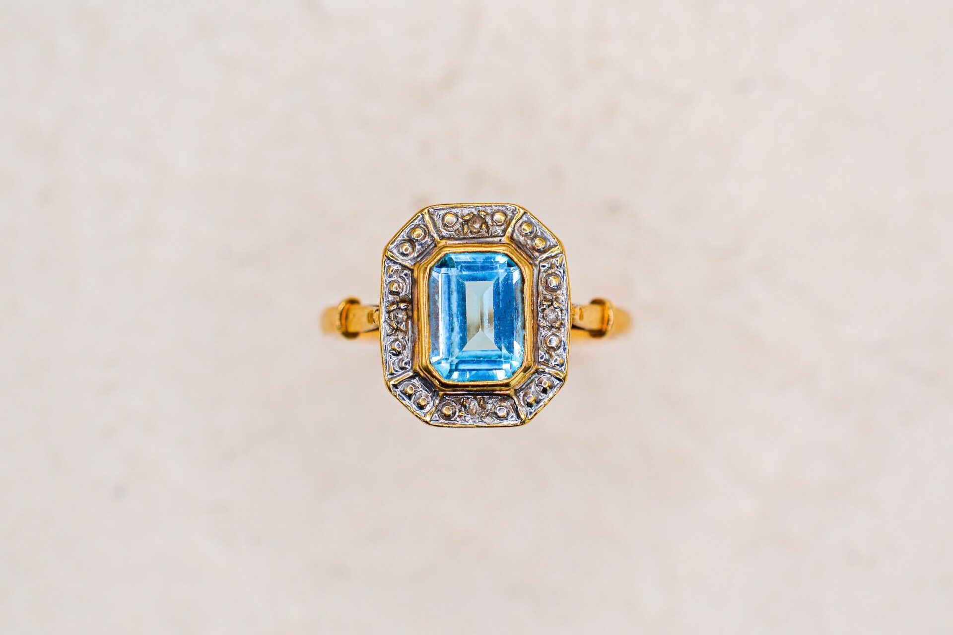 Bague octogonale Topaze Diamants