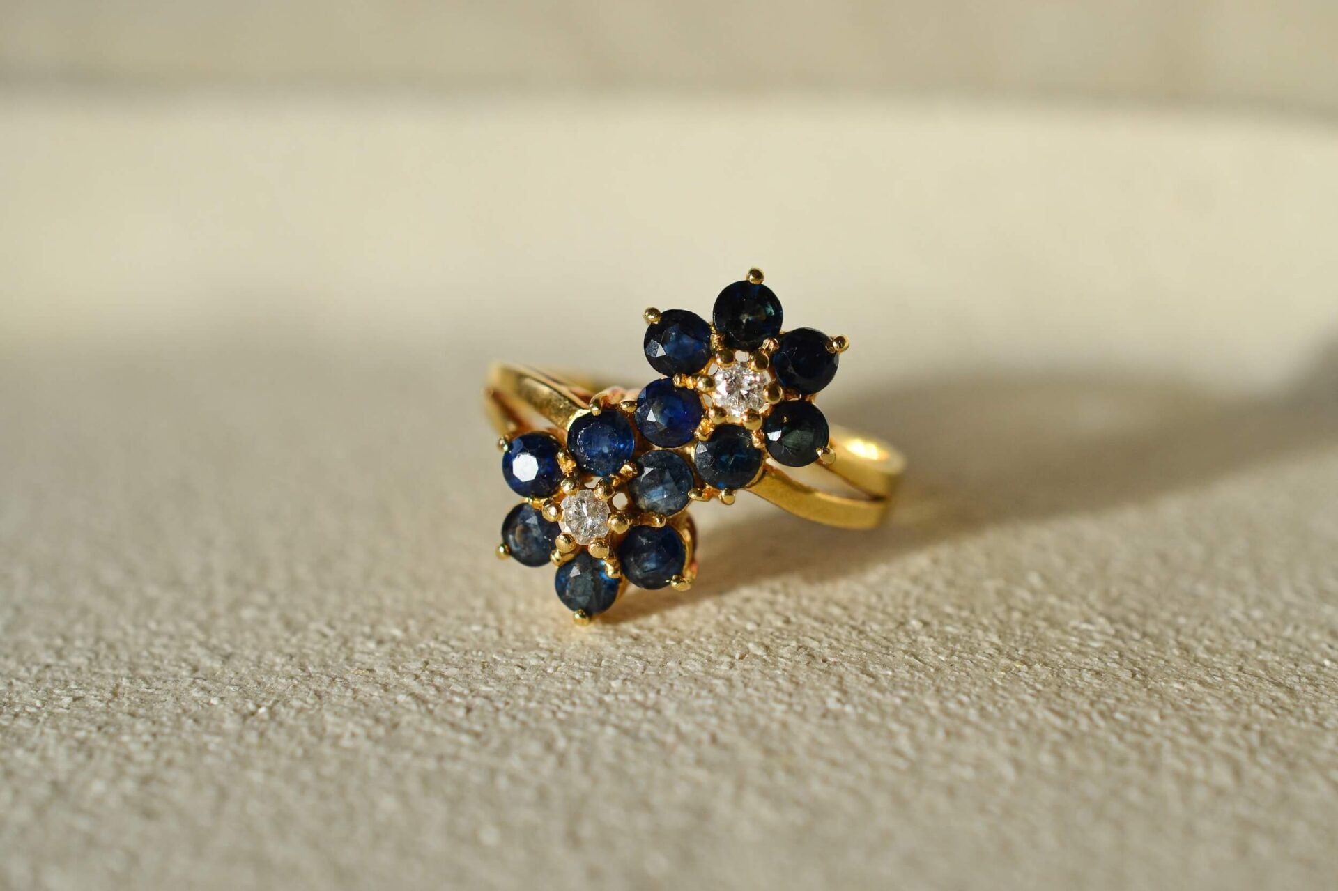 Bague style toi et moi Saphirs Diamants