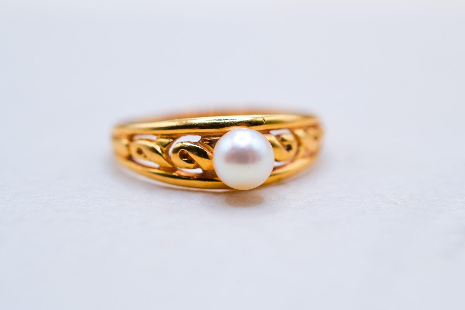 Bague Solitaire ajourée Perle