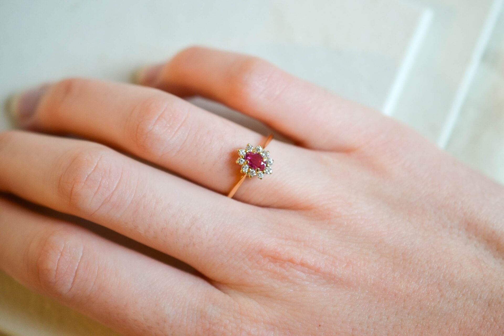 Bague Marguerite Saphir rose Diamants
