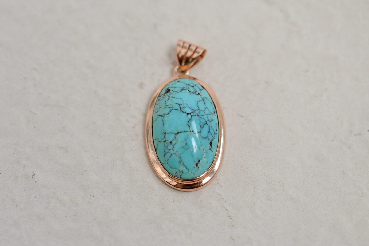 Pendentif cabochon Turquoise 9K