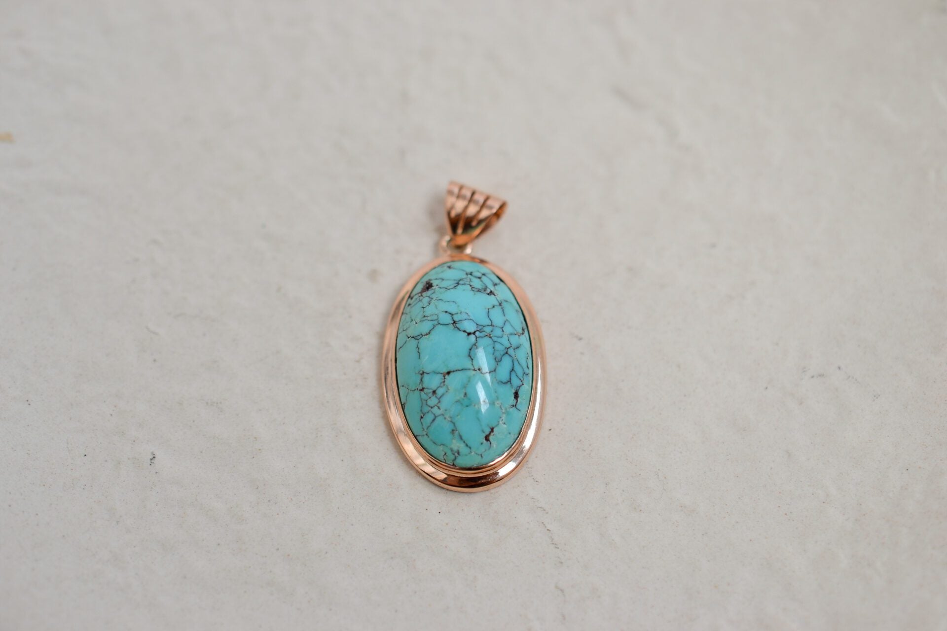 Pendentif cabochon Turquoise 9K