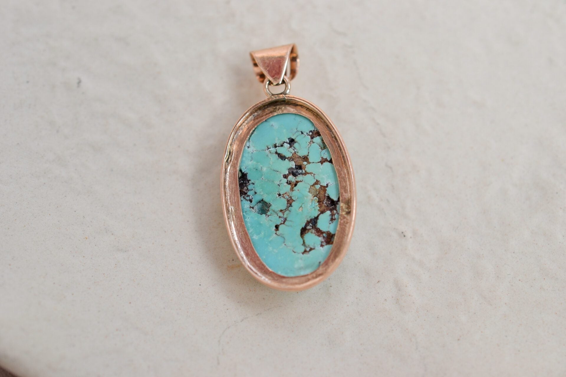Pendentif cabochon Turquoise 9K