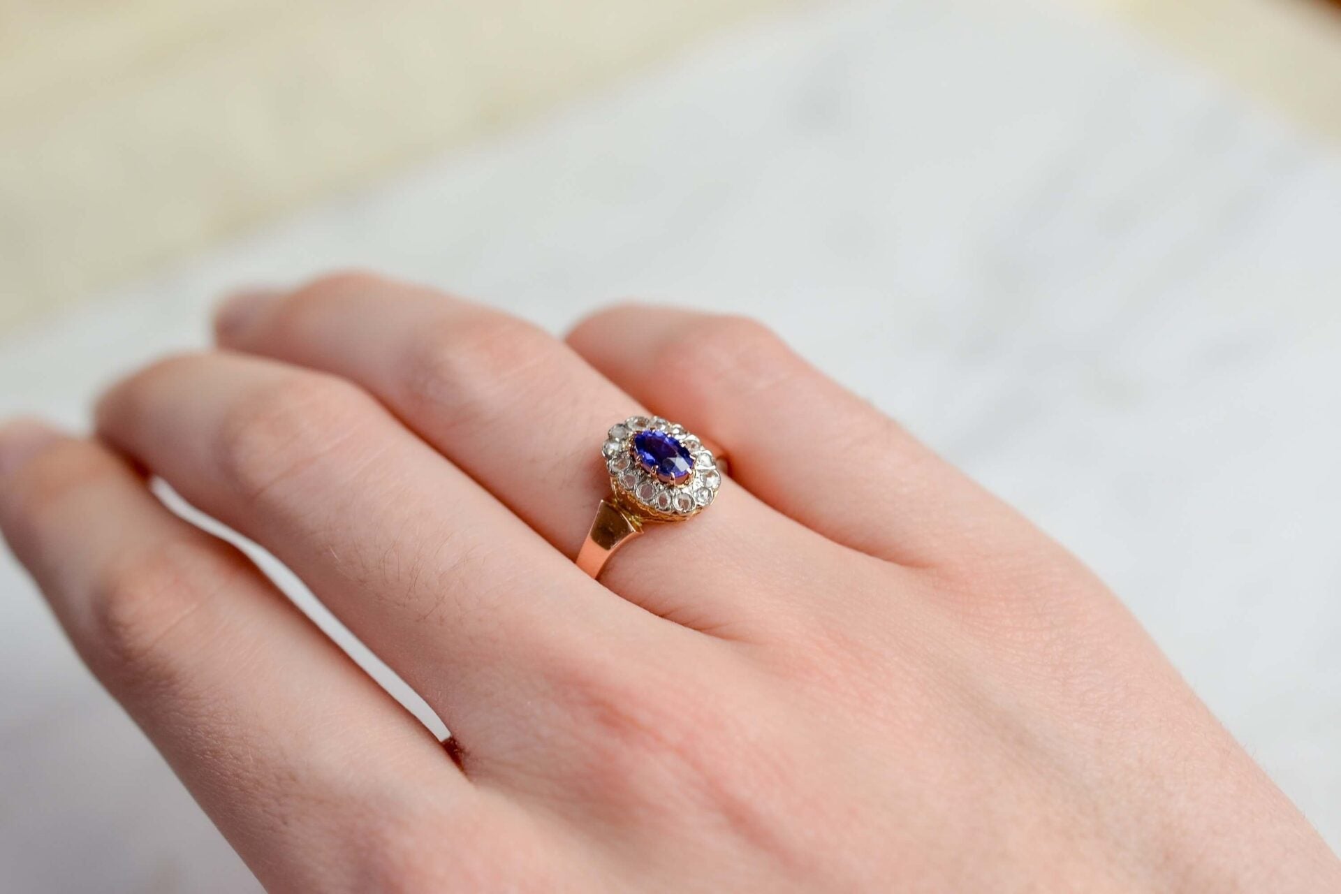 Bague Marguerite Diamants Or Rose