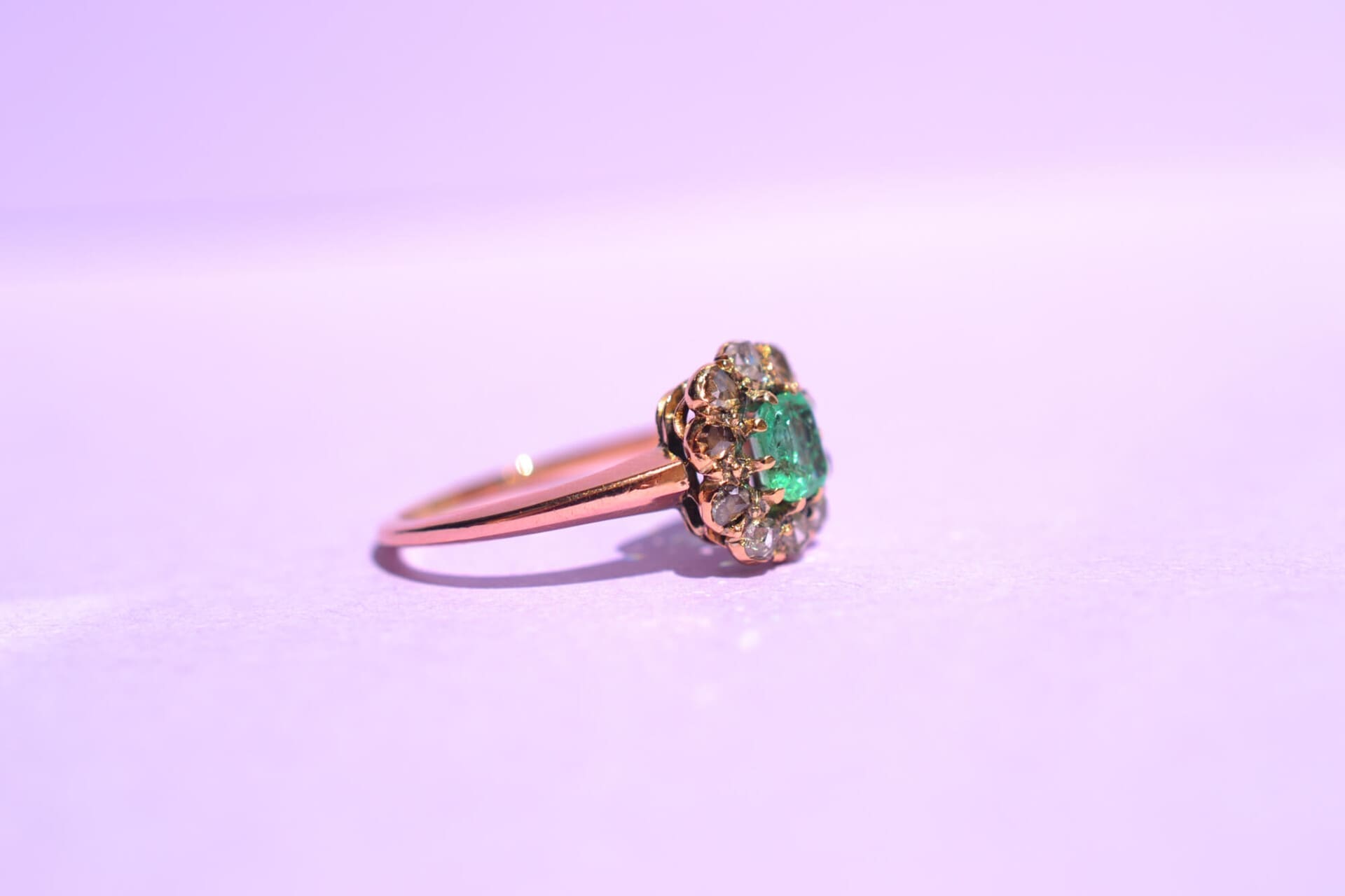 Marguerite carrée Émeraude et Diamants