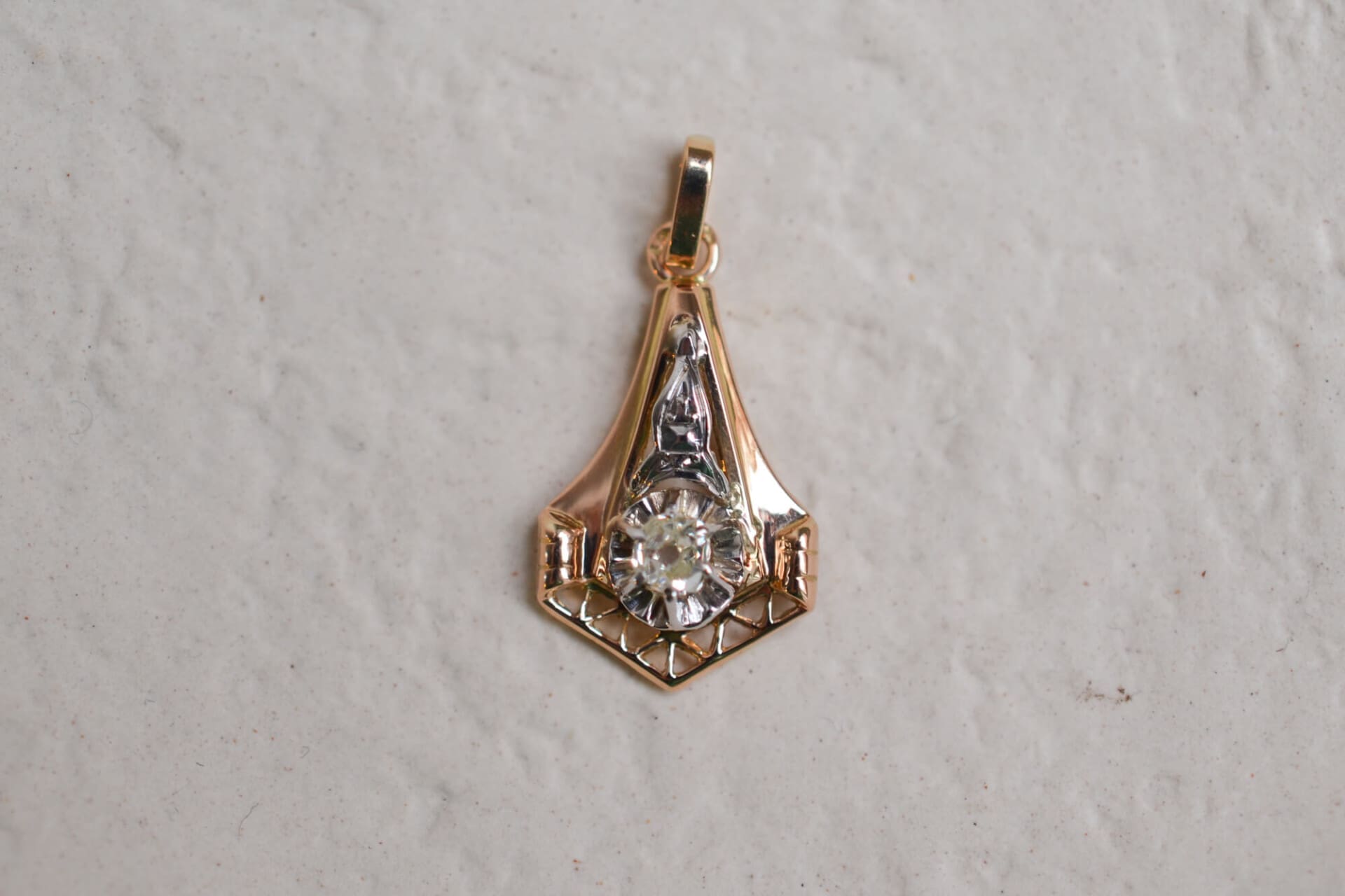 Pendentif Art Déco 2 Ors Diamant