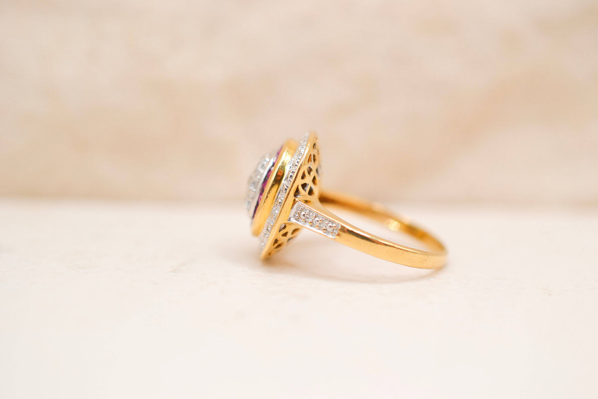 Bague coussin Diamants & Rubis