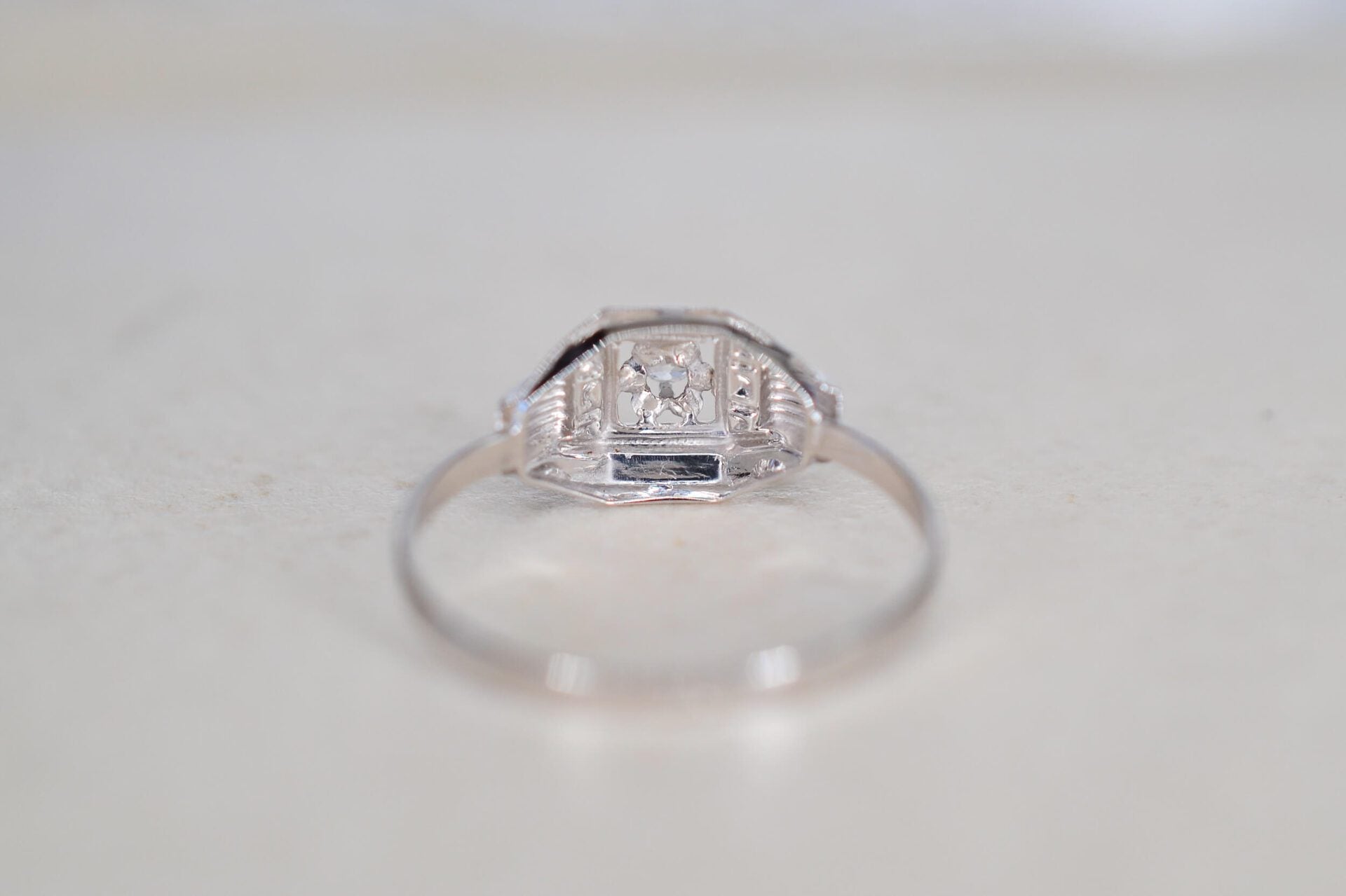 Bague Art Déco Oxyde Or blanc