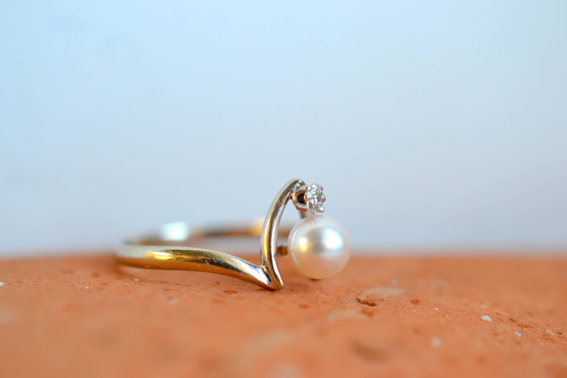 Bague V Perle et Diamant
