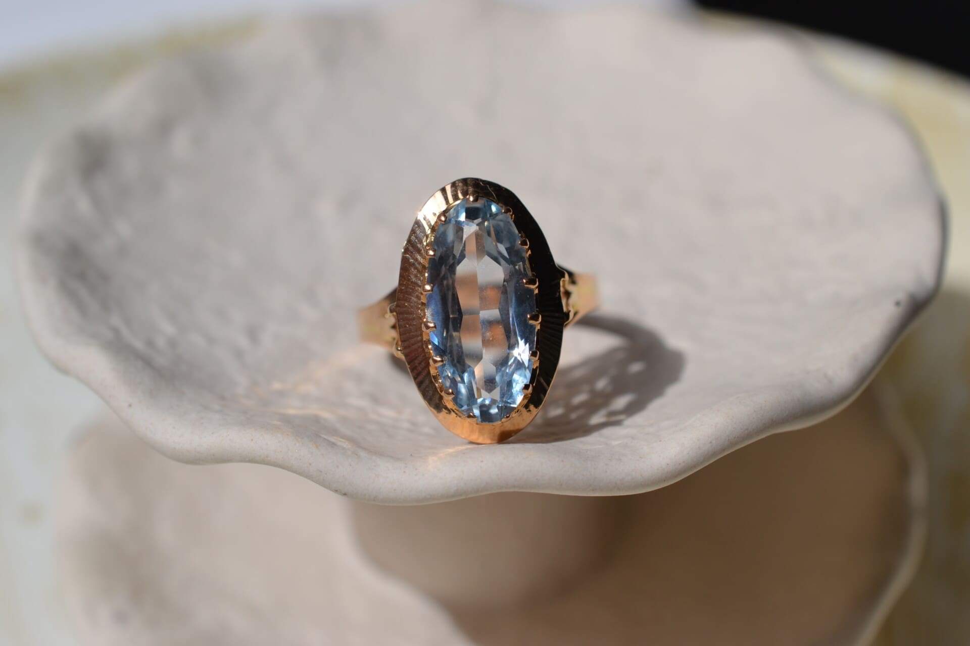 Bague cocktail Aigue-marine ovale
