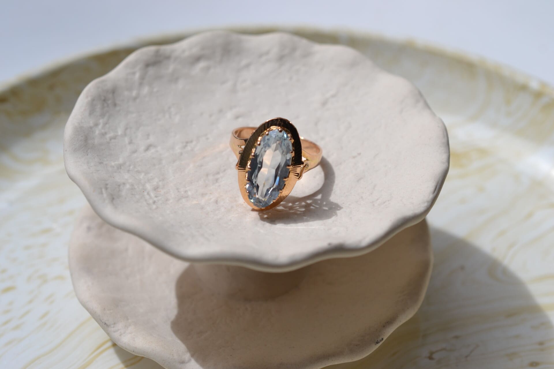 Bague cocktail Aigue-marine ovale