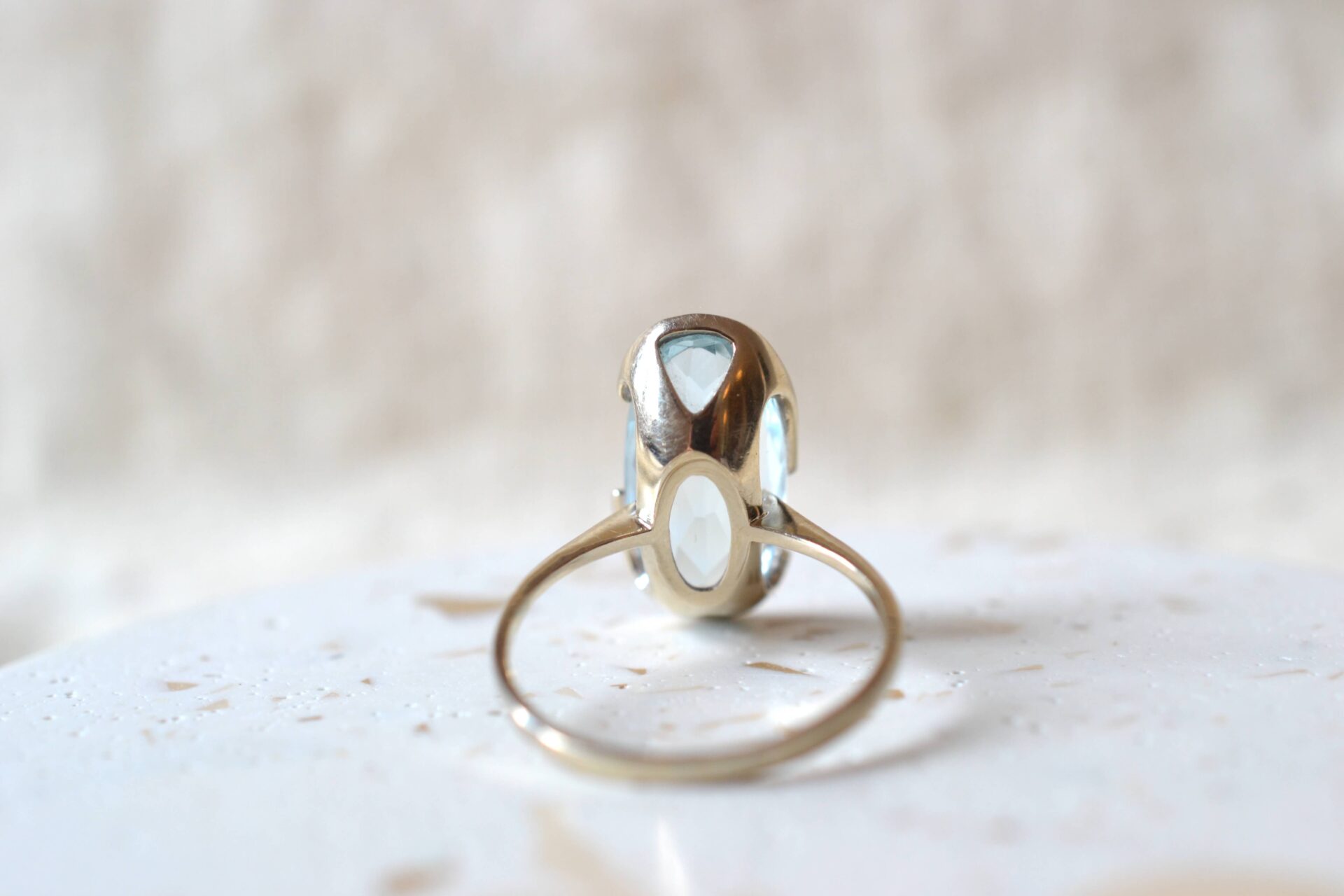 Bague Navette Aigue-Marine ovale