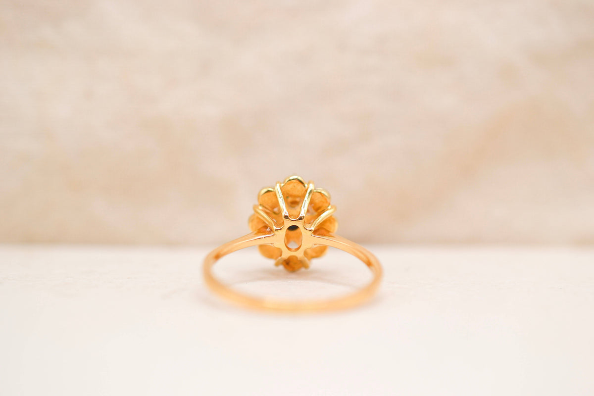 Bague Marguerite ajourée Saphir Diamants