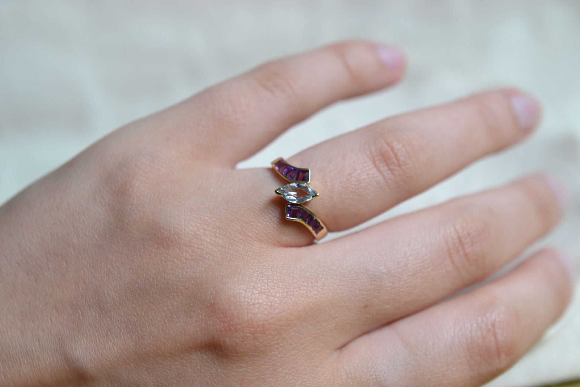 Bague Topaze et Améthystes