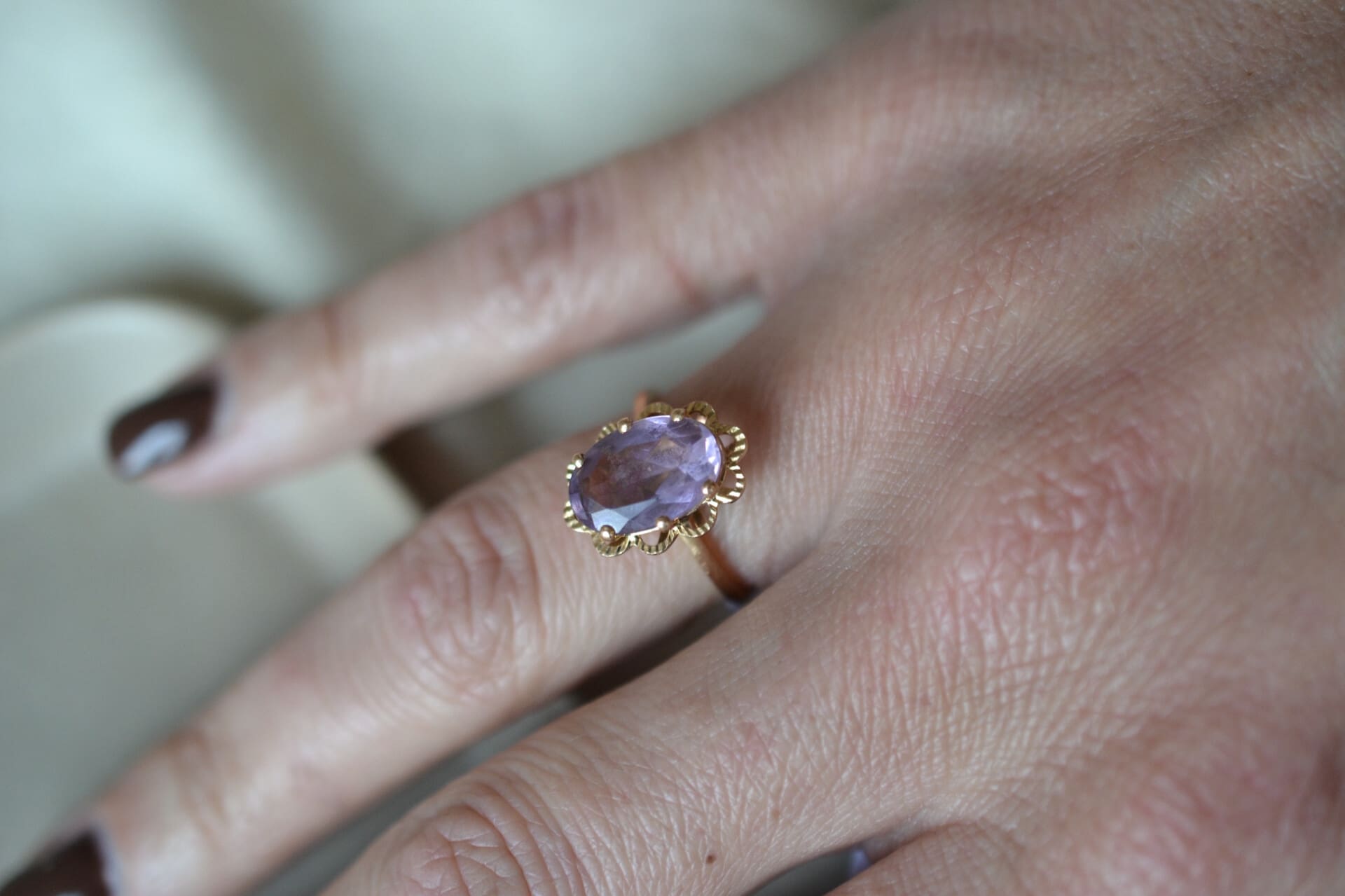 Bague Améthyste décor fleur ajouré