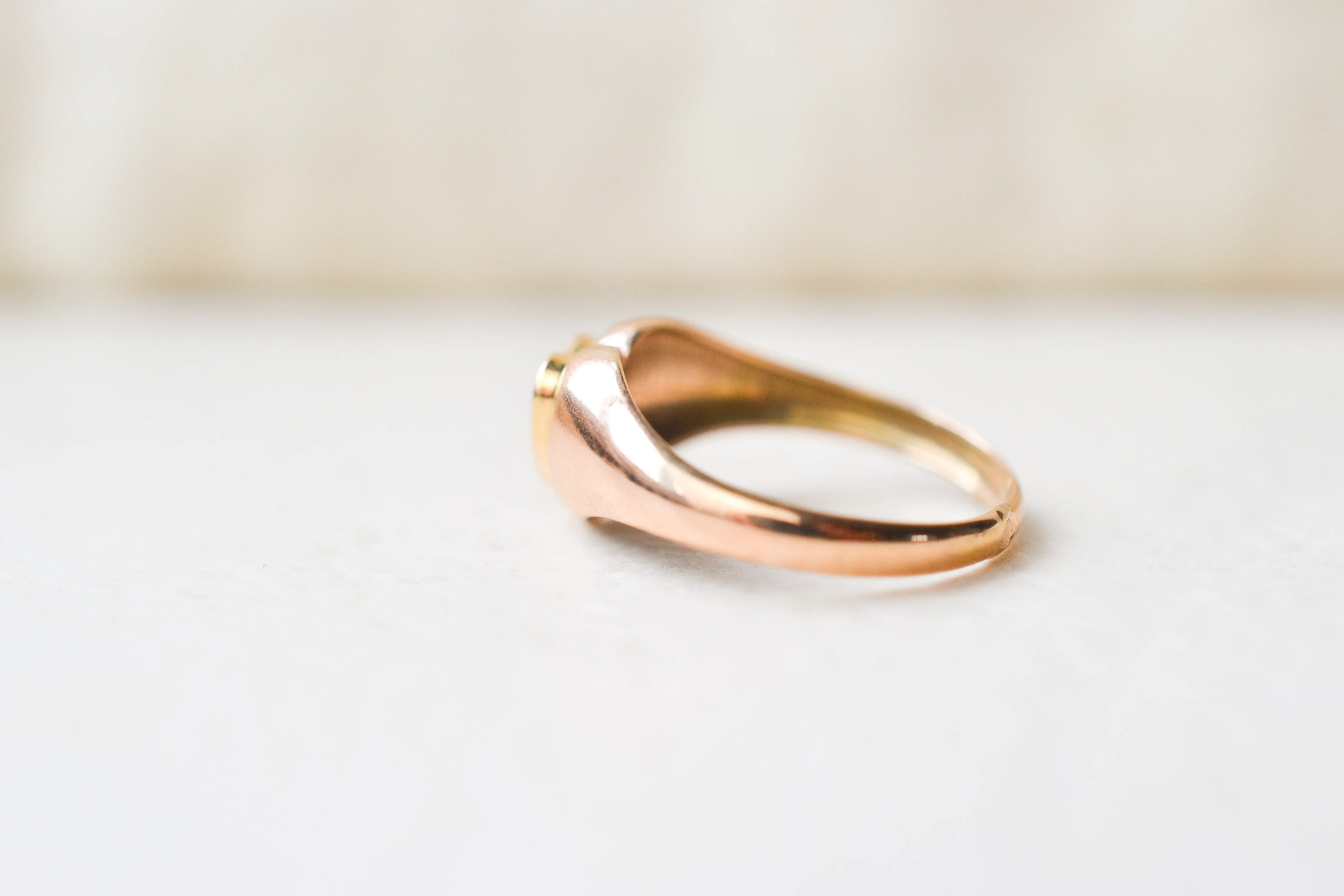 Bague chevalière cœur 14K