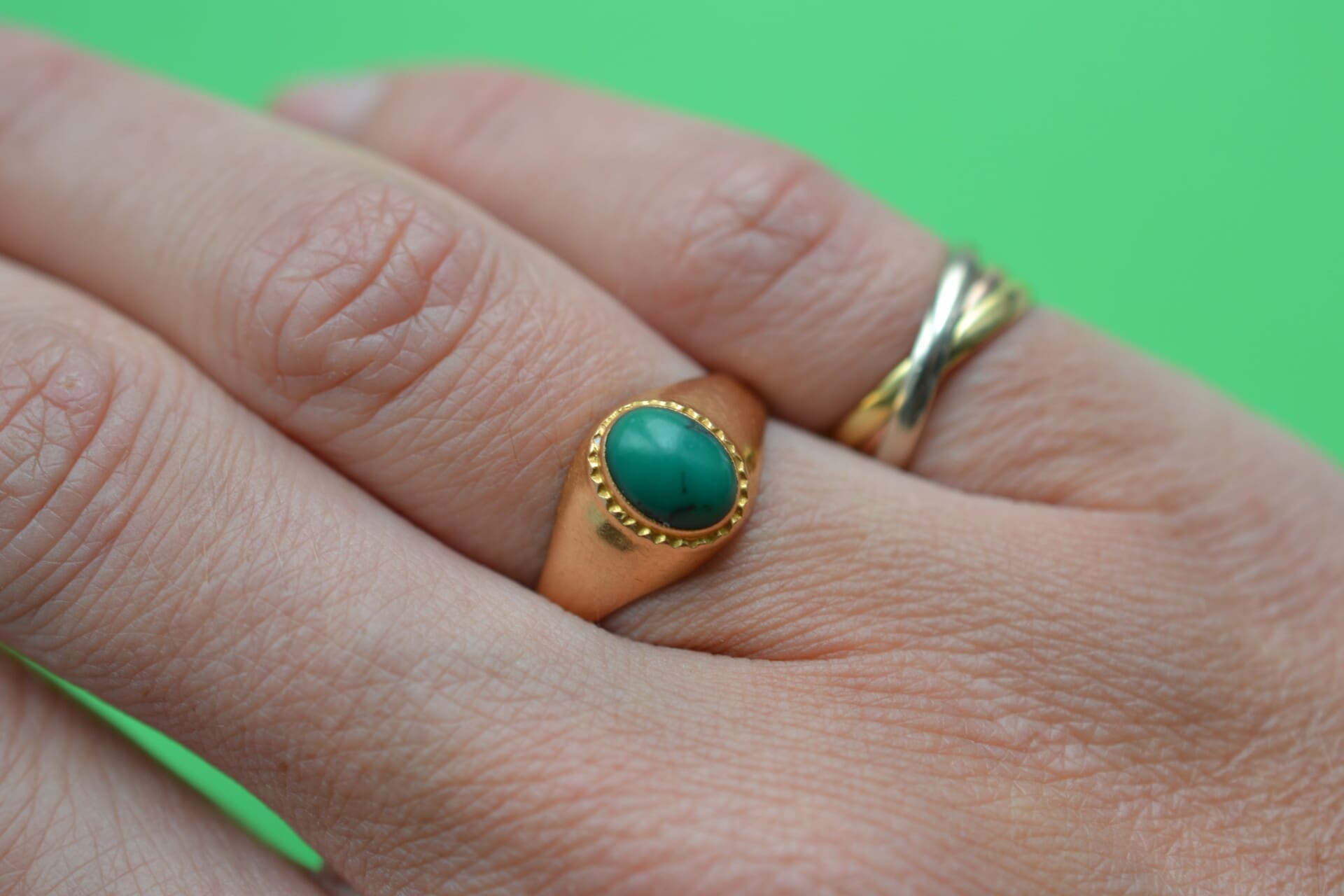 Bague jonc cabochon Turquoise verte