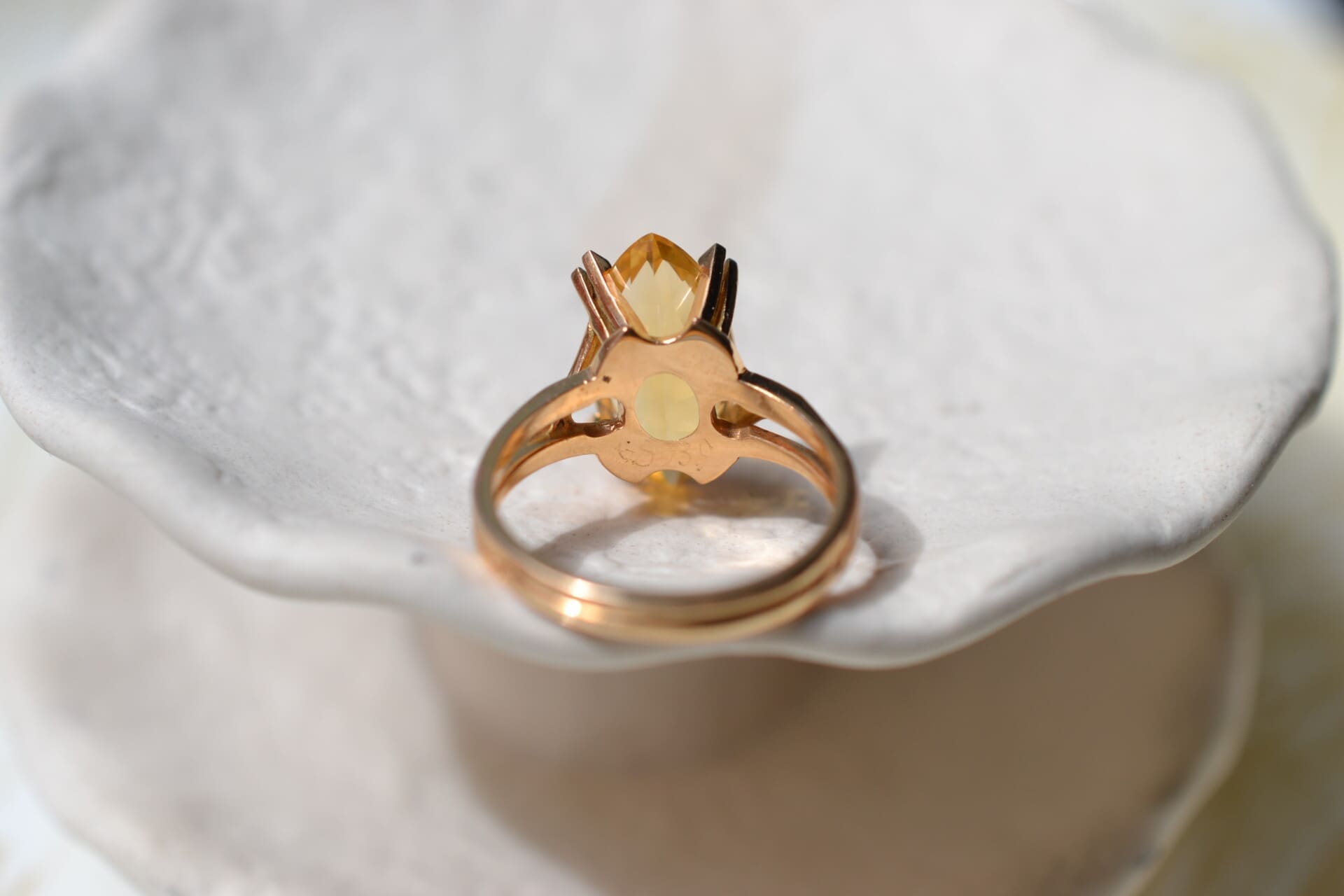 Bague Marquise Citrine doubles griffes