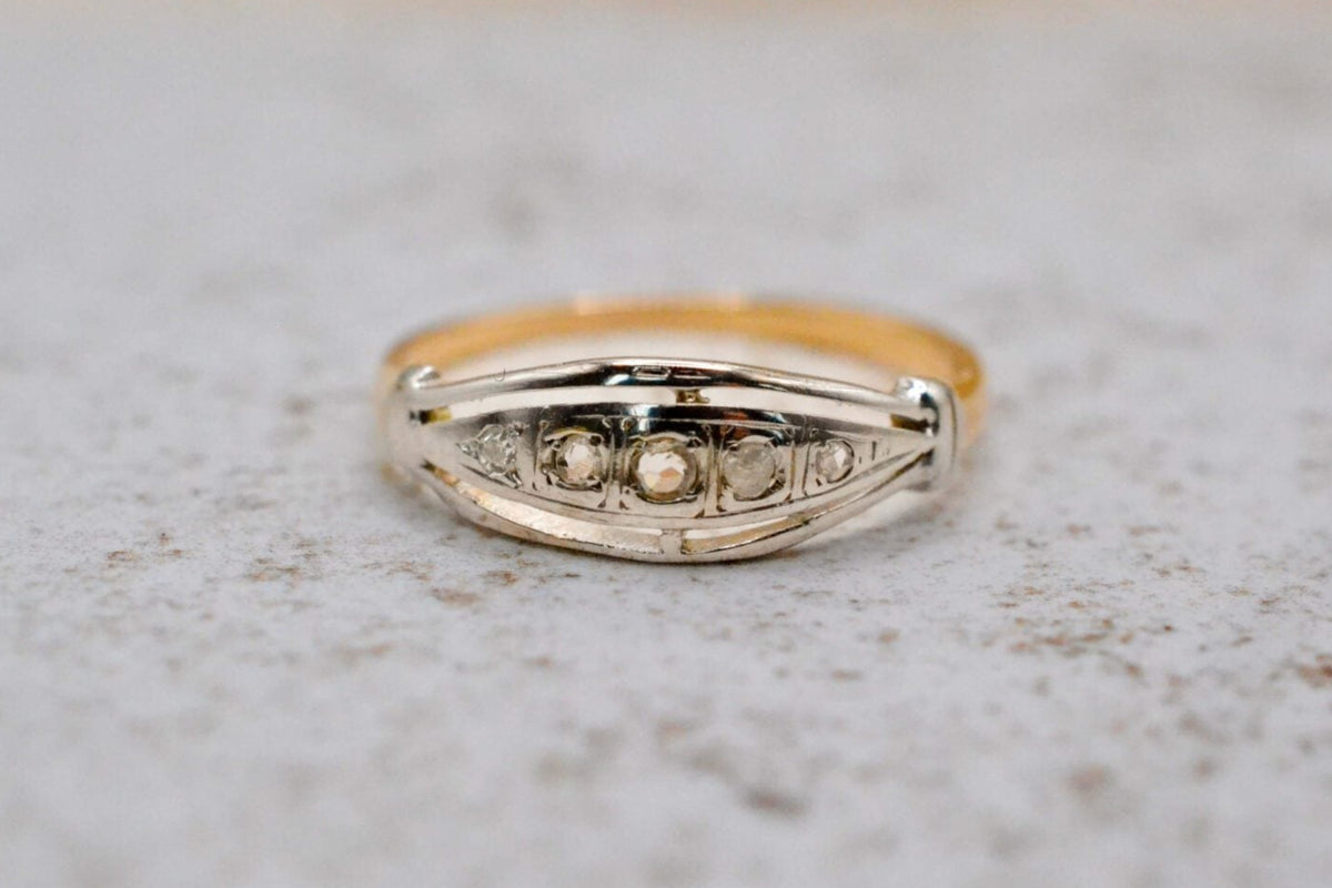 Bague jarretière 2 Ors et Diamants