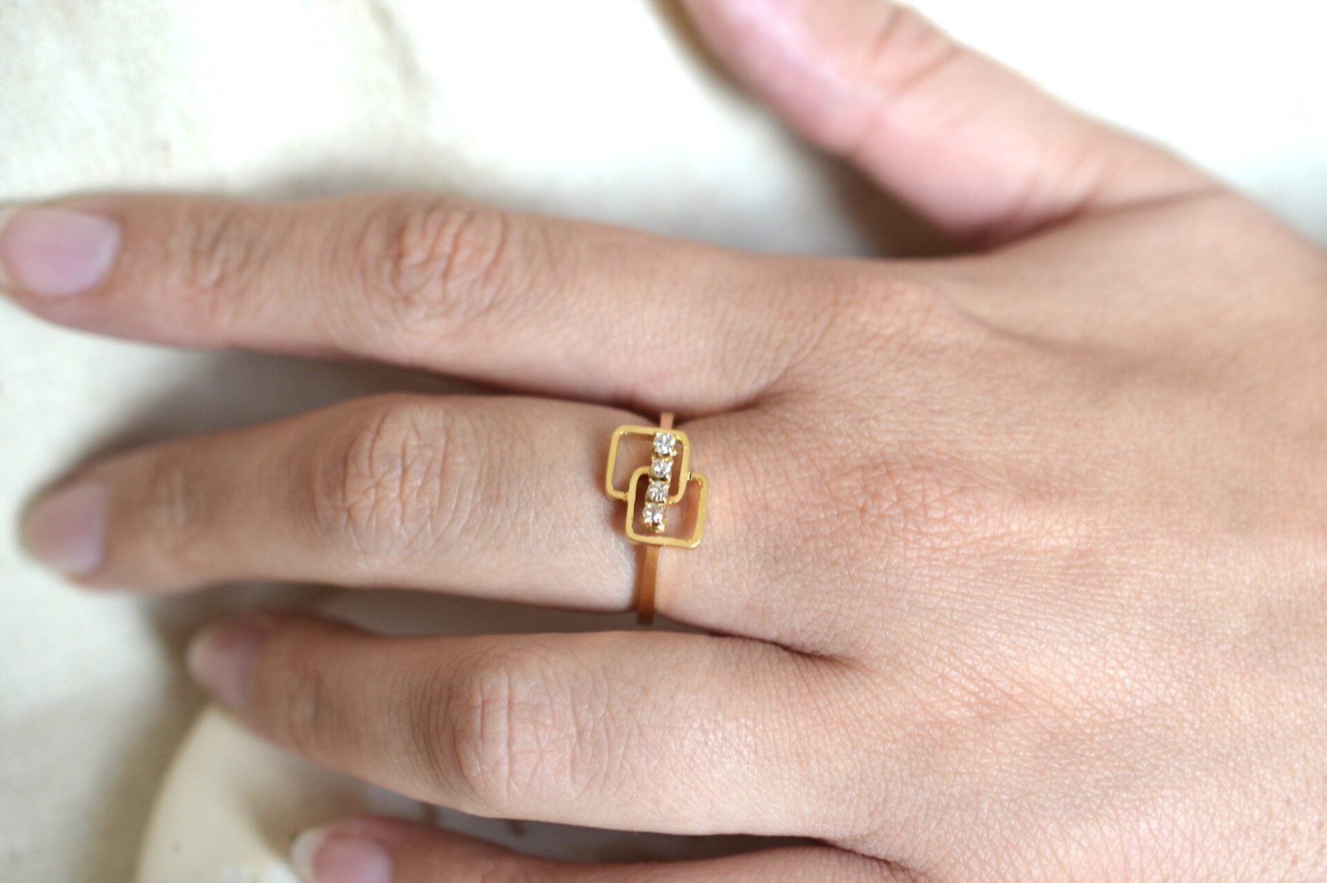 Bague carrés entrelacés Diamants
