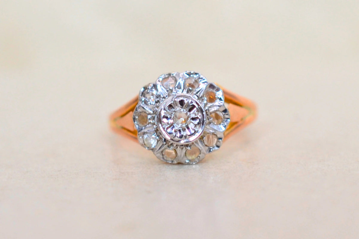 Bague rosace diamants Or Rose